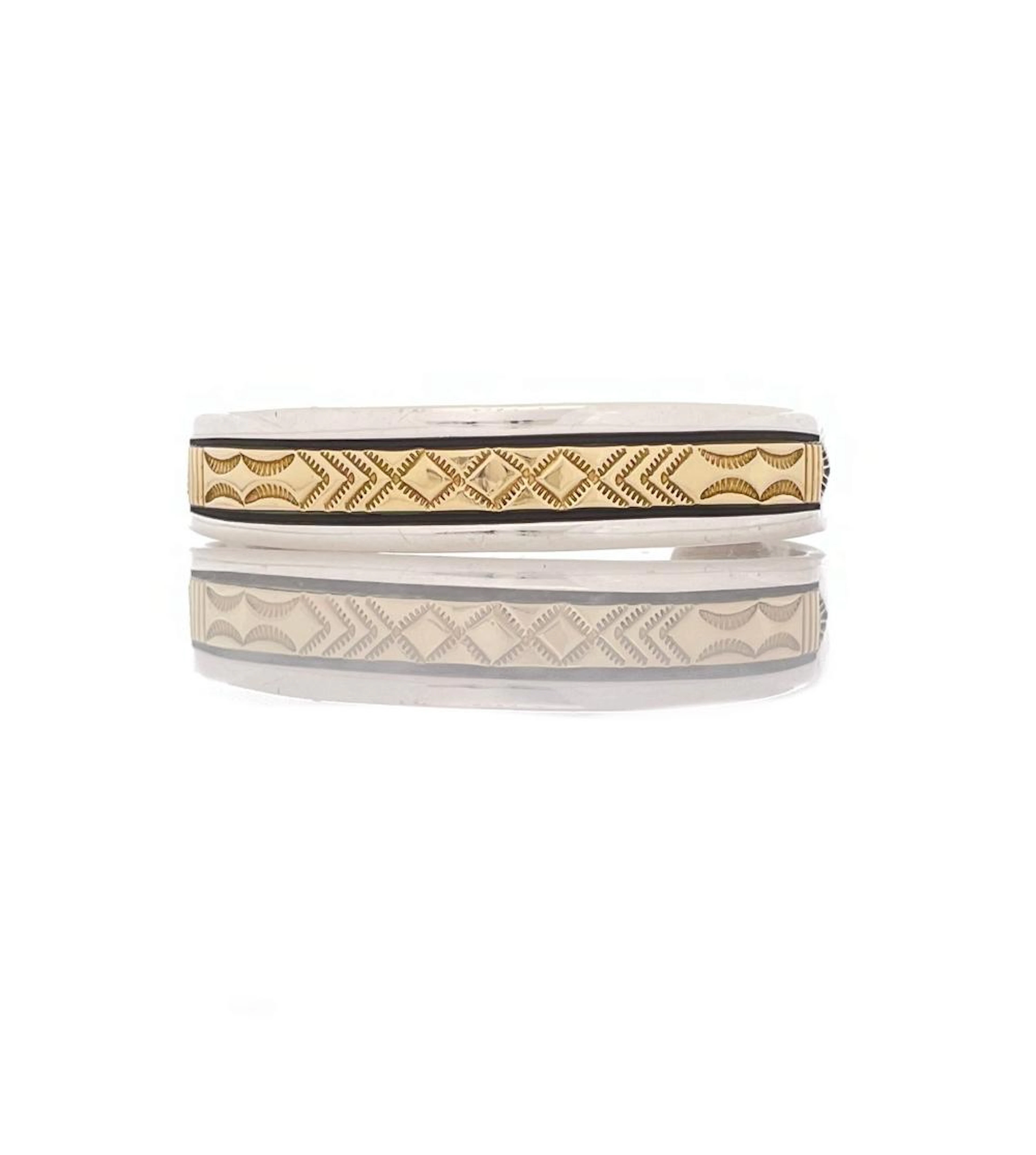 BRUCE MORGAN NAVAJO STERLING SILVER & 14K YELLOW GOLD CUFF