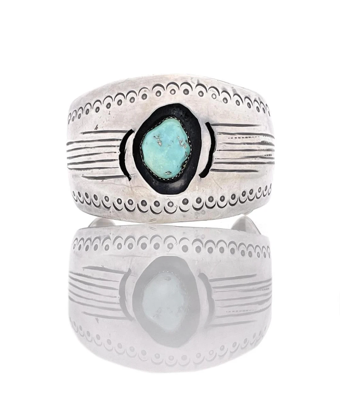 SOUTHWESTERN STERLING SILVER SHADOW BOX TURQUOISE CUFF