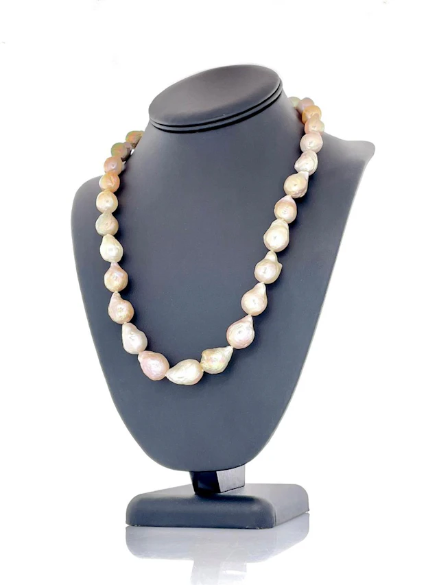 STERLING SILVER FRESHWATER MULTI COLOR PEARL NECKLACE
