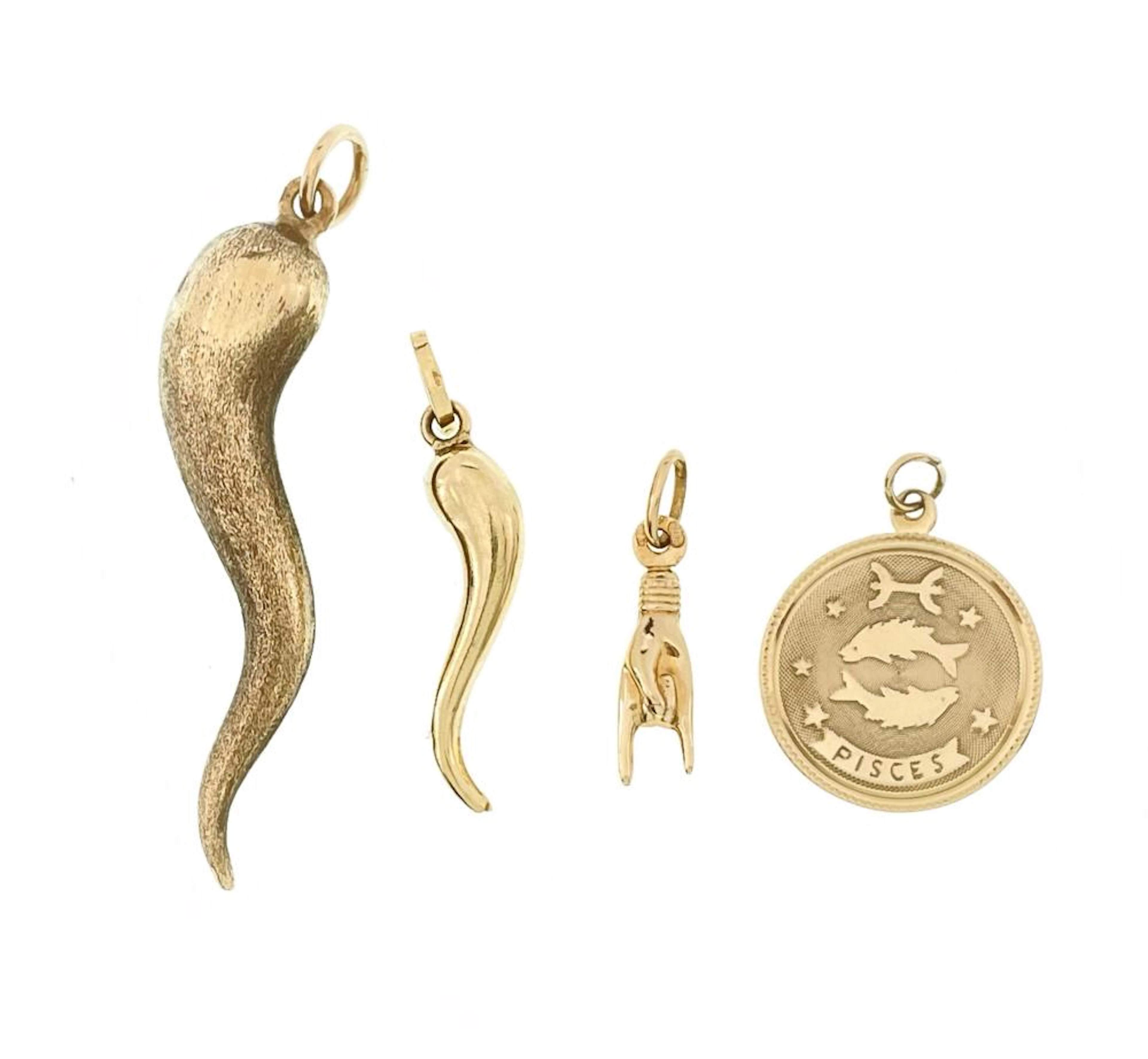 LOT OF 4 14K YELLOW GOLD PENDANTS