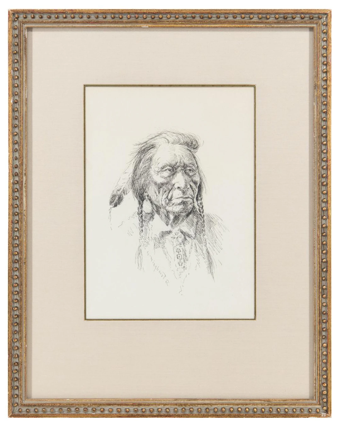 OLAF WIEGHORST "THE CHEYENNE" PEN & INK ON PAPER