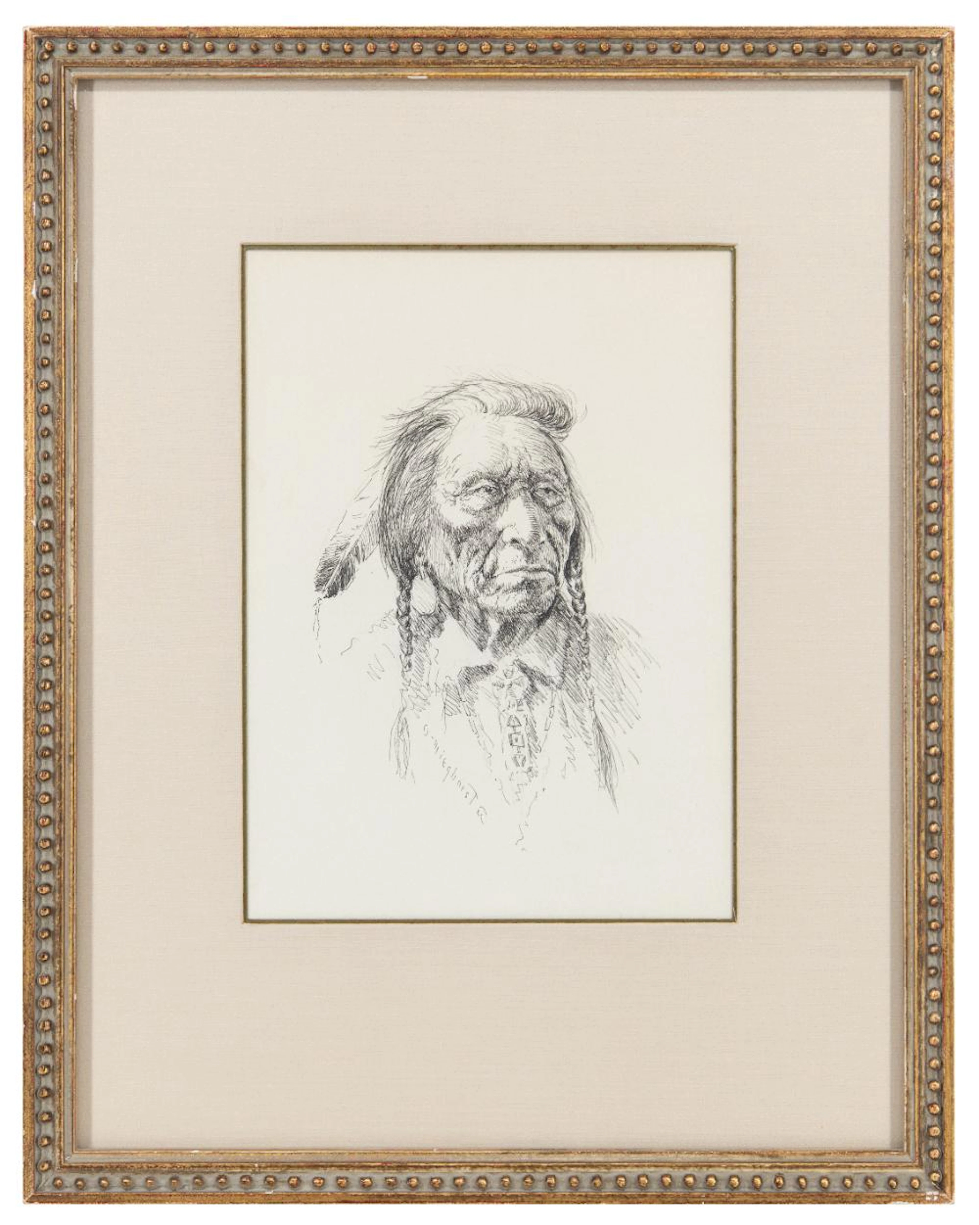 OLAF WIEGHORST "THE CHEYENNE" PEN & INK ON PAPER