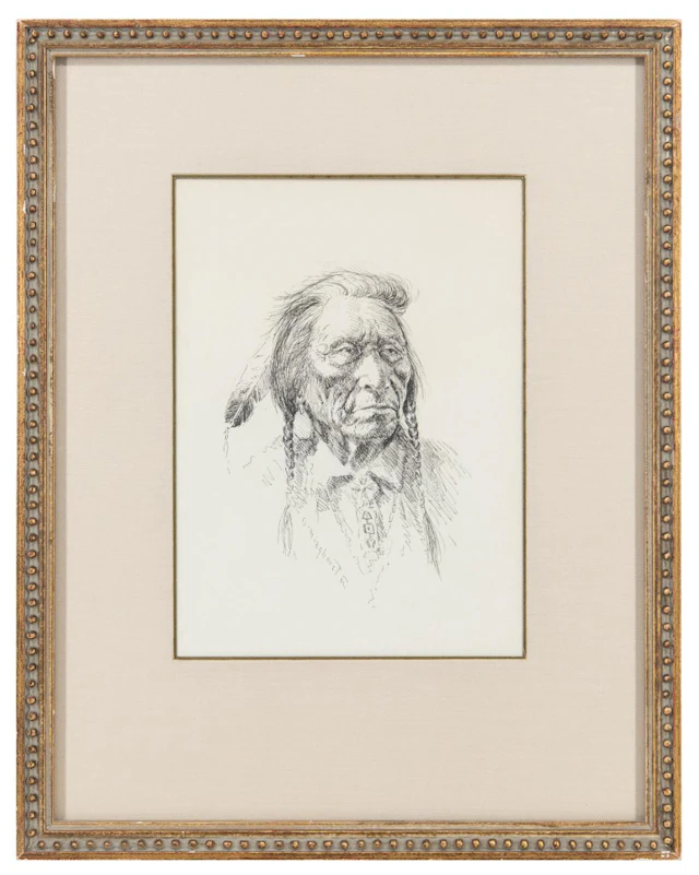 OLAF WIEGHORST "THE CHEYENNE" PEN & INK ON PAPER