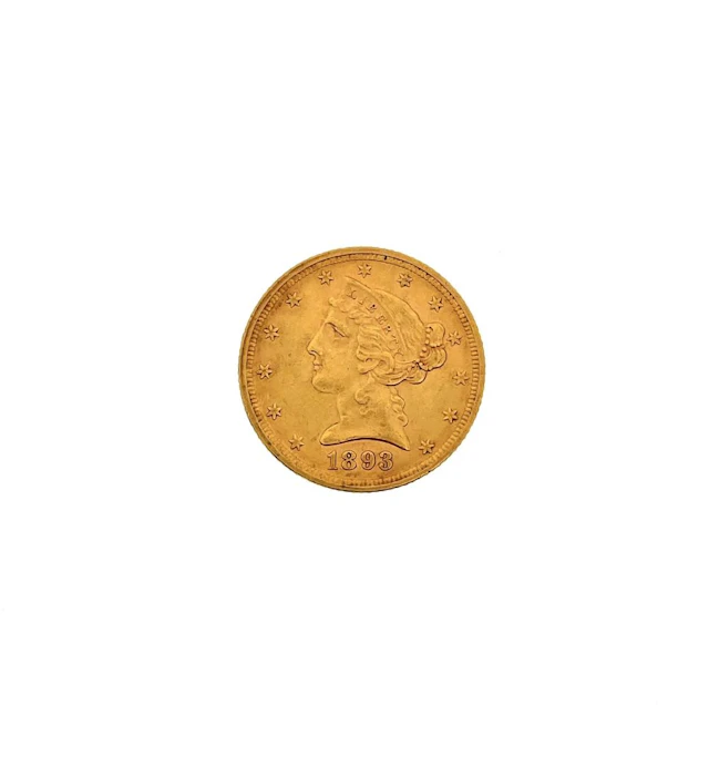 1893 $5 LIBERTY HEAD GOLD HALF EAGLE TYPE 2 WITH MOTTO