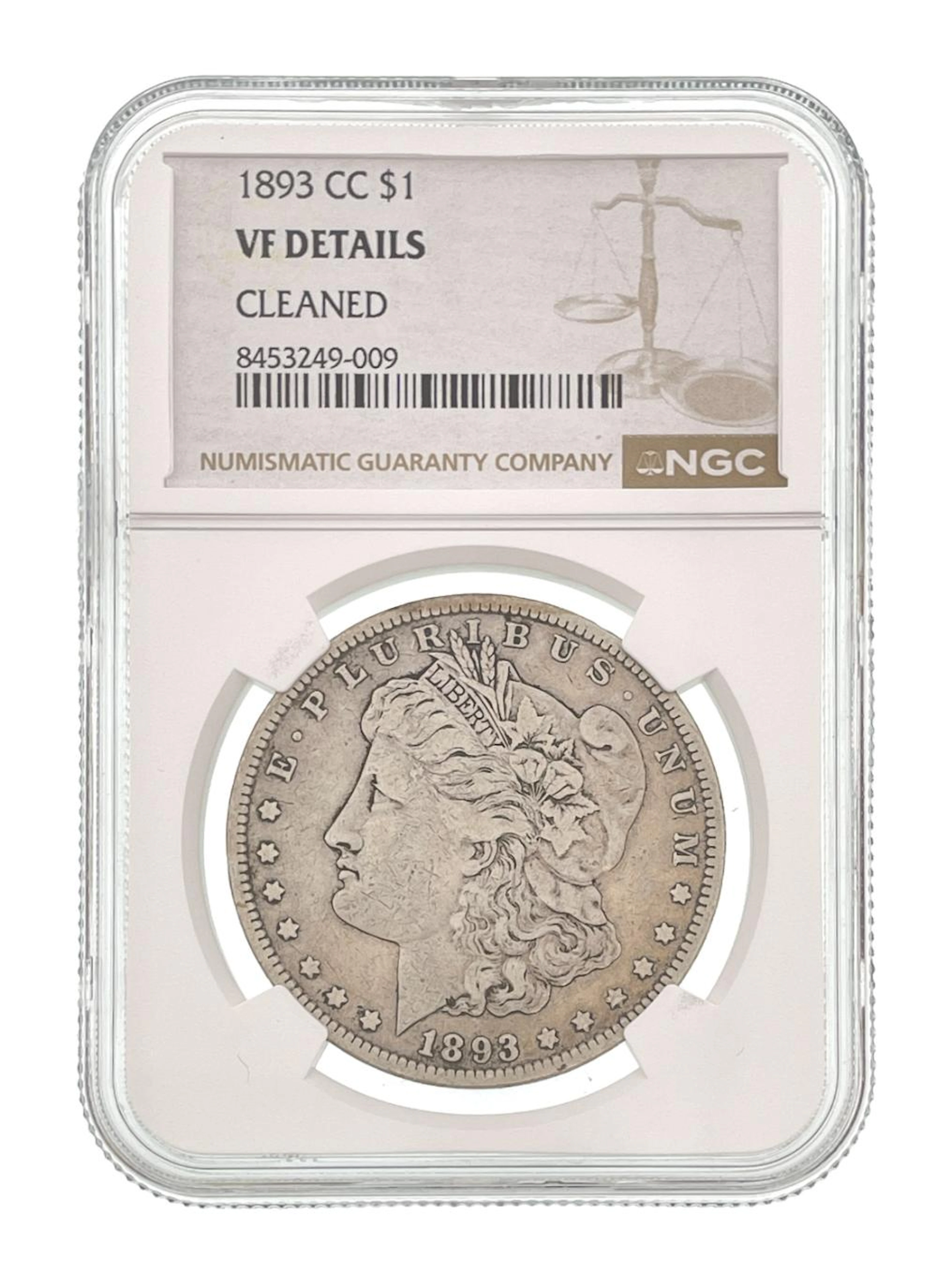 1893-CC MORGAN SILVER DOLLAR NGC VF DETAILS