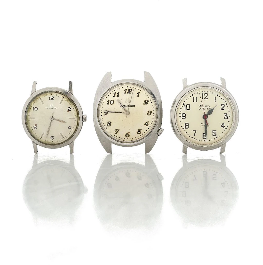 LOT OF 3 BULOVA ACCUTRON & HAMILTON WATCH HEADS