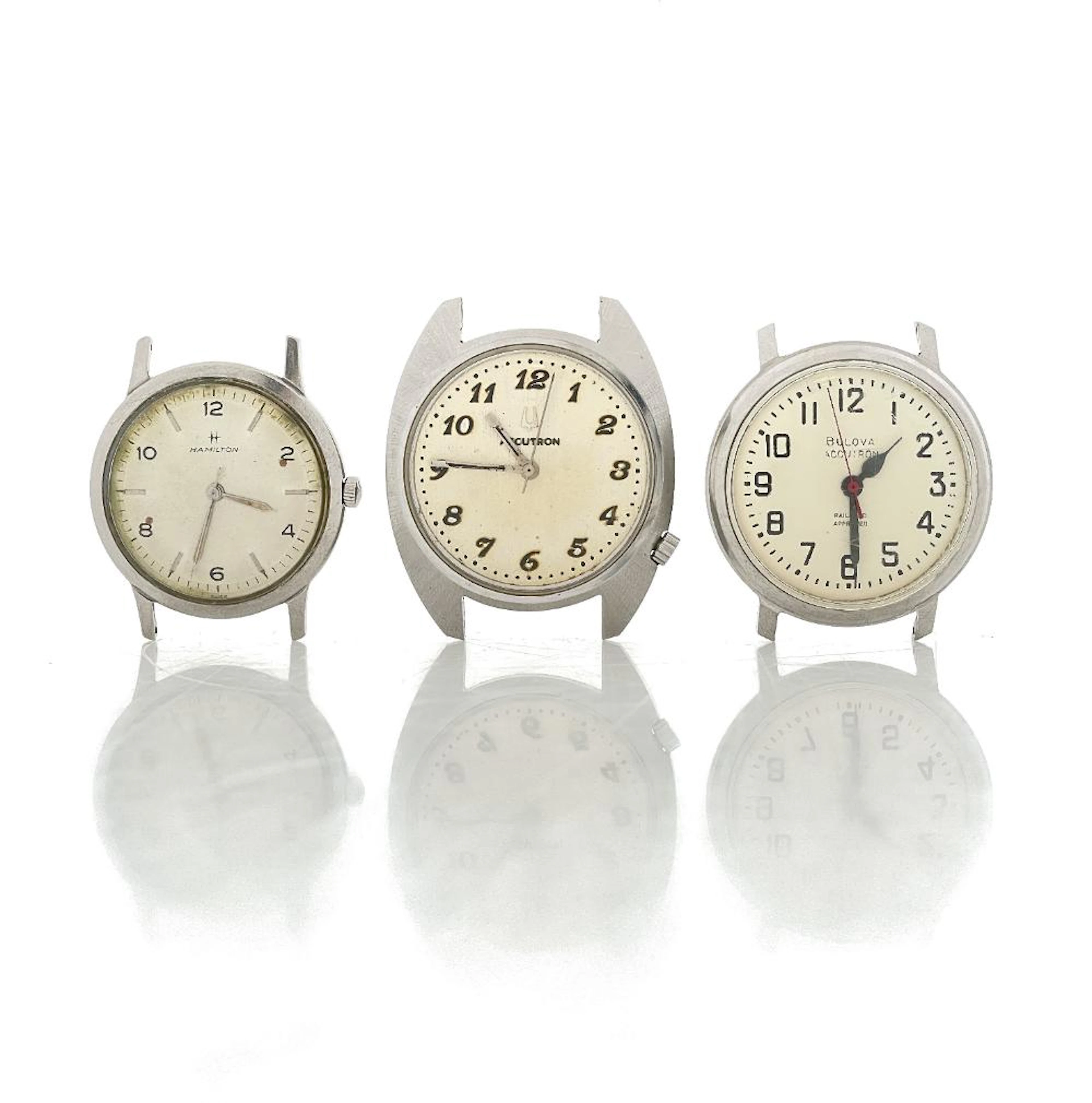 LOT OF 3 BULOVA ACCUTRON & HAMILTON WATCH HEADS