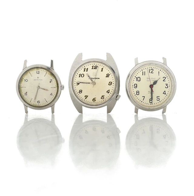 LOT OF 3 BULOVA ACCUTRON & HAMILTON WATCH HEADS