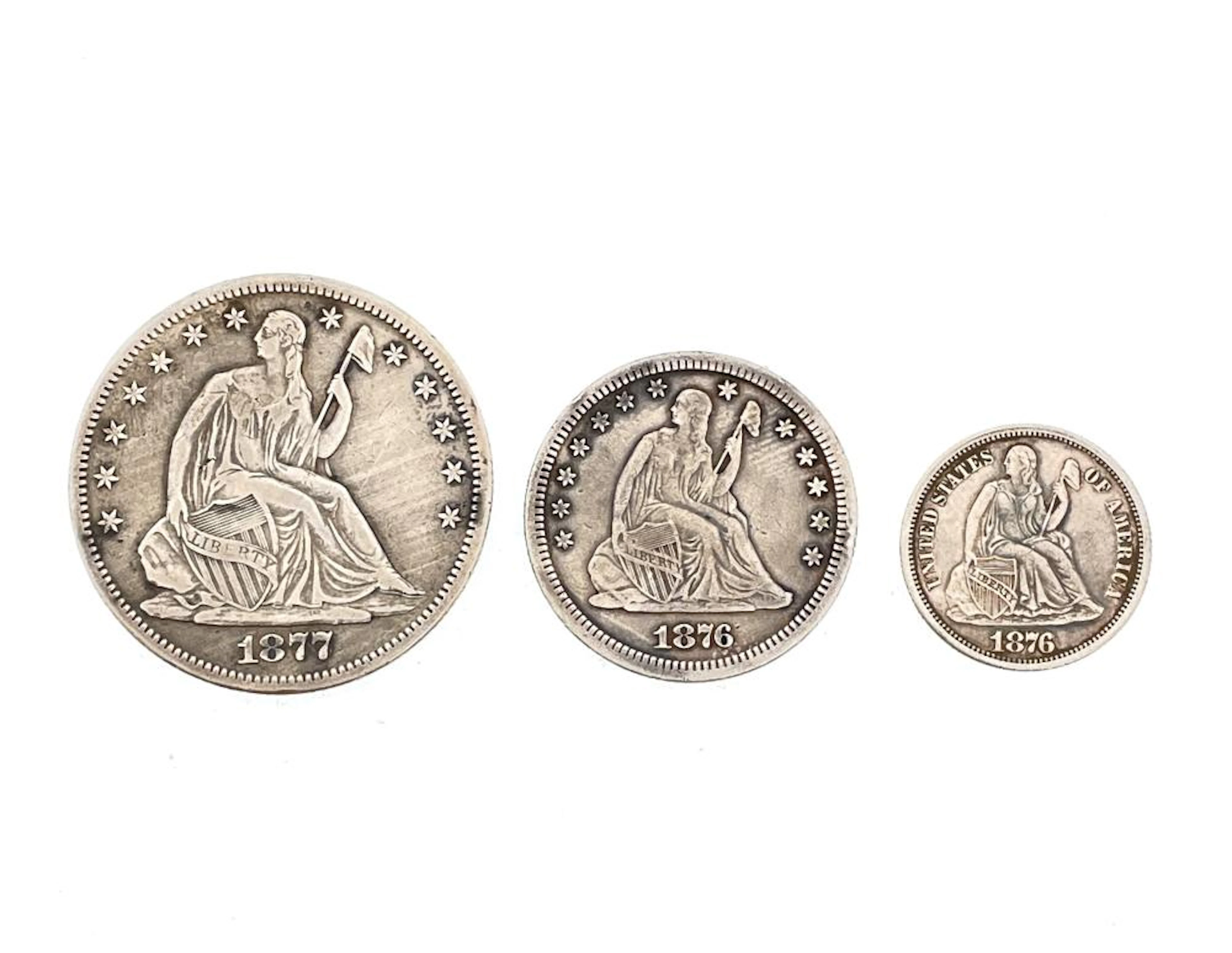 LOT OF 3 ASSORTED CARSON CITY SEATED LIBERTY SILVER COINS