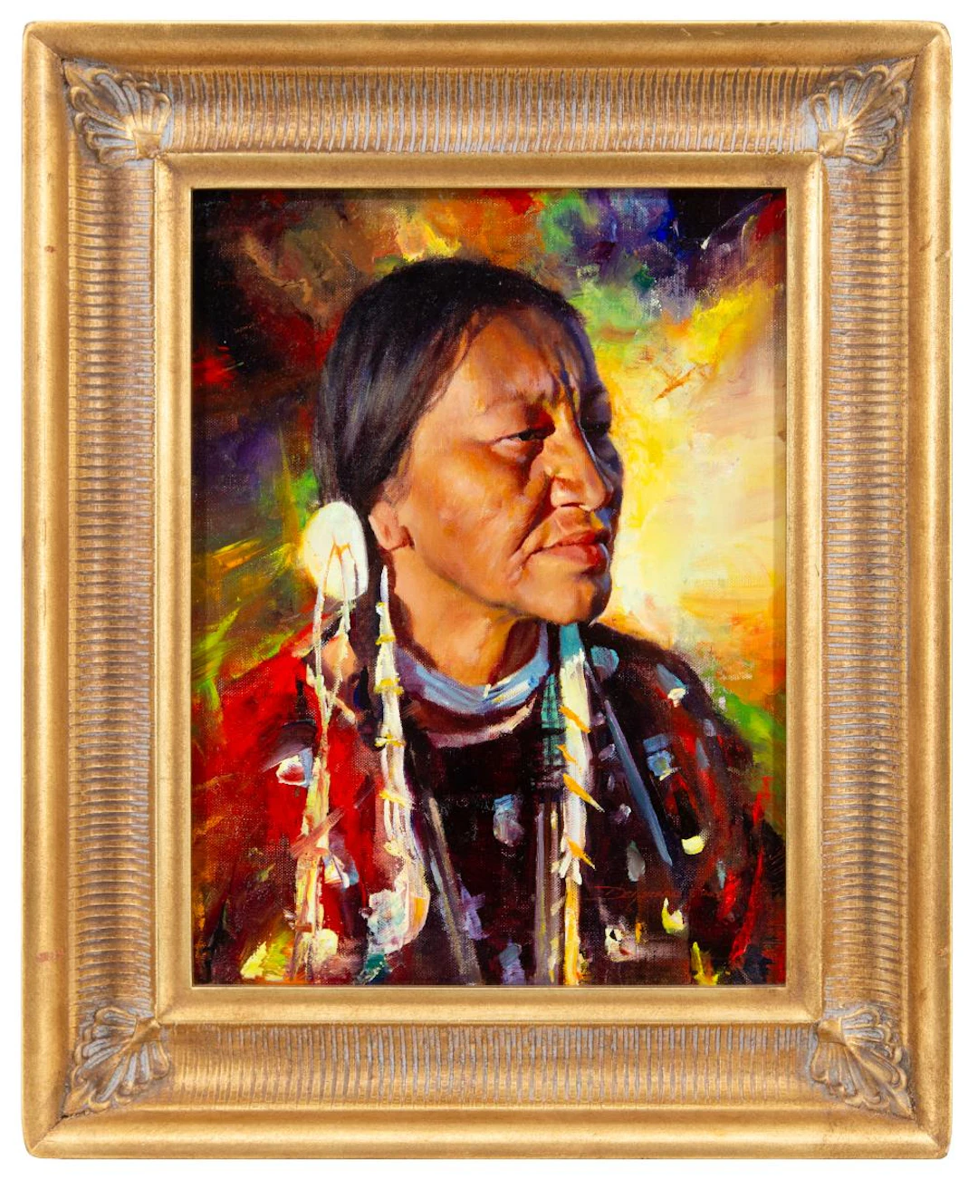 DAVID EDWARD KUCERA "LADY IN RED" OIL ON BOARD