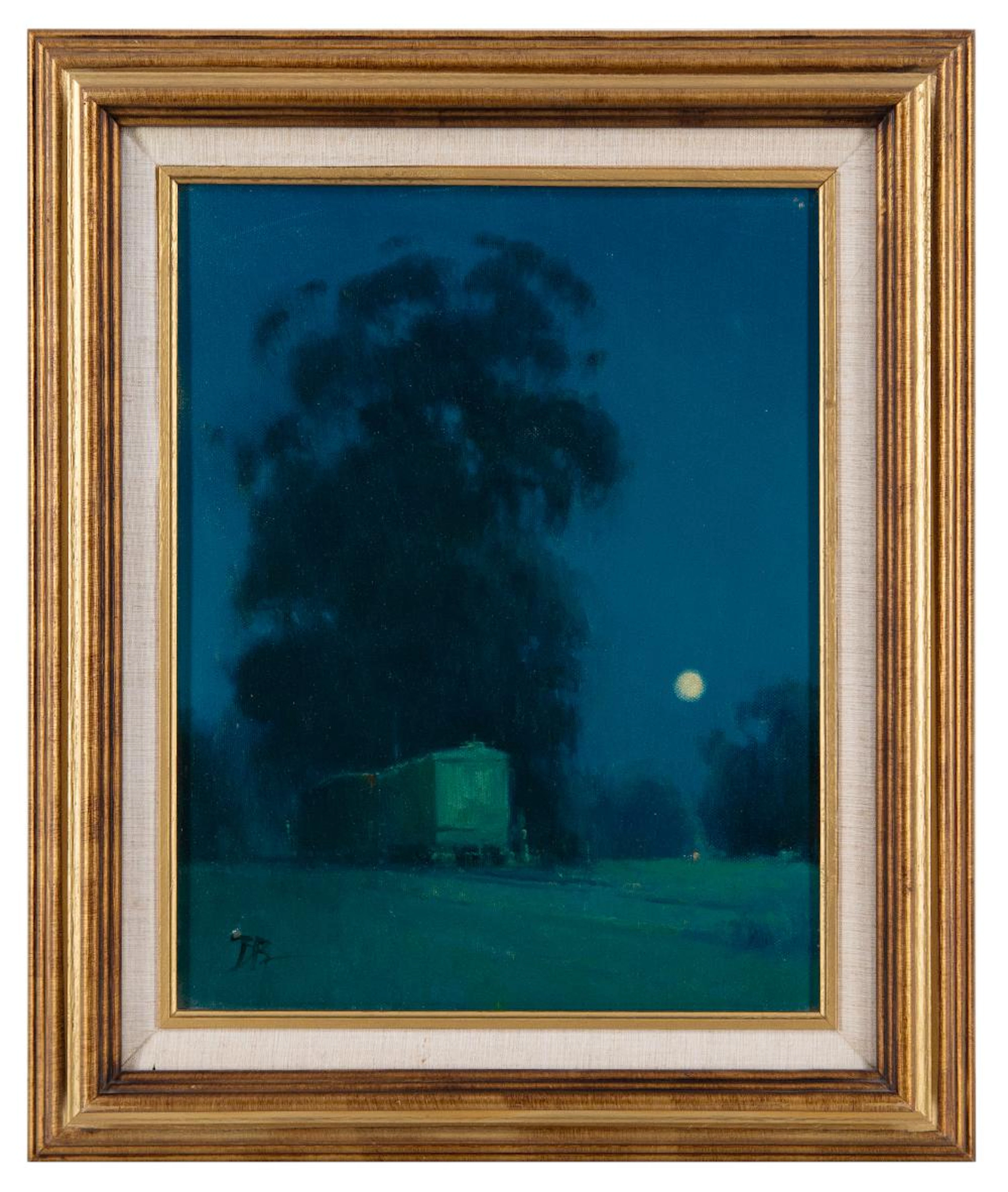 BRIAN BLOOD "MOONLIGHT EXPRESS" OIL ON BOARD