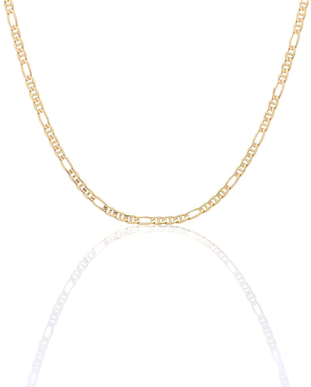 ITALIAN 14K YELLOW GOLD FIGARO LINK CHAIN NECKLACE