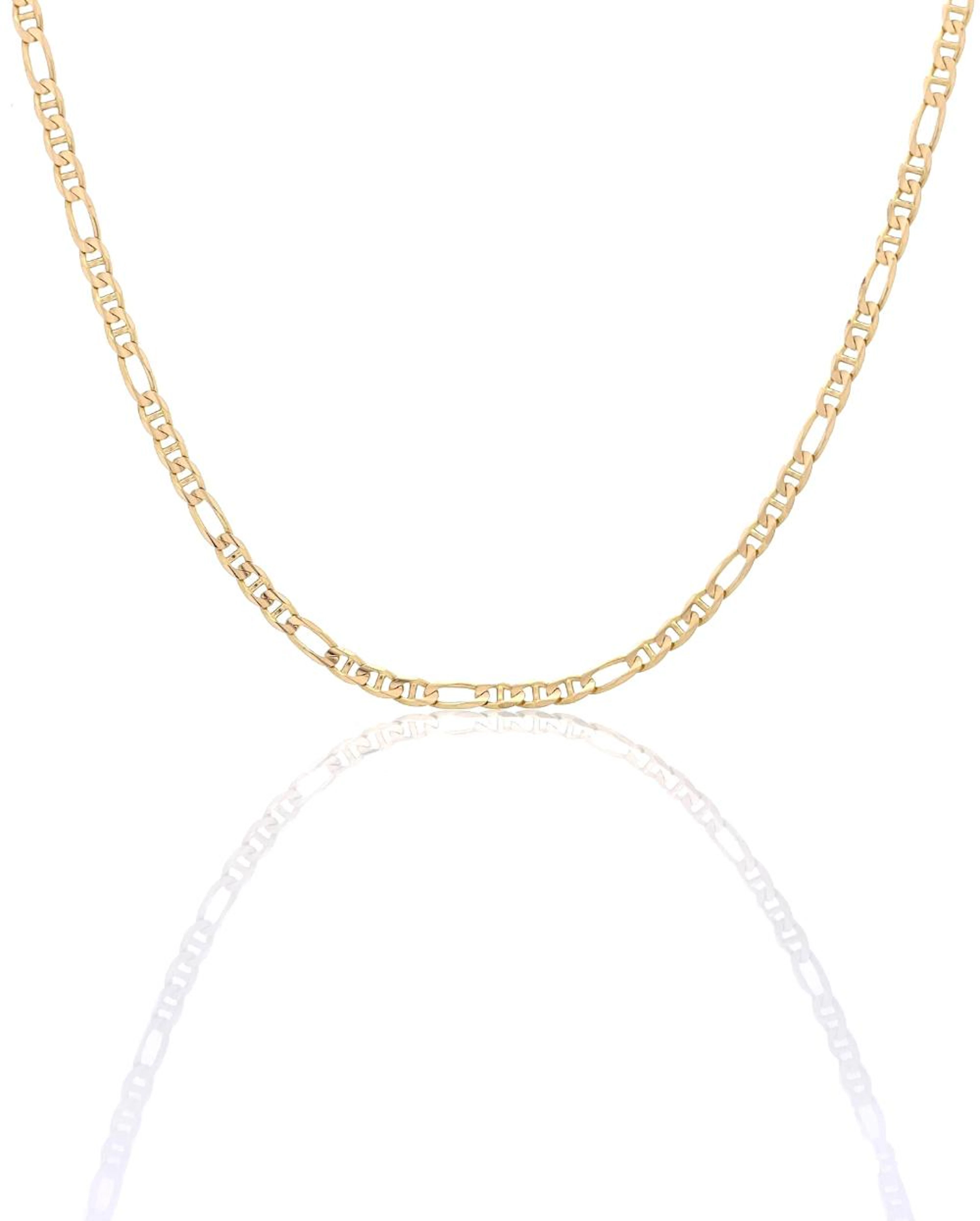 ITALIAN 14K YELLOW GOLD FIGARO LINK CHAIN NECKLACE