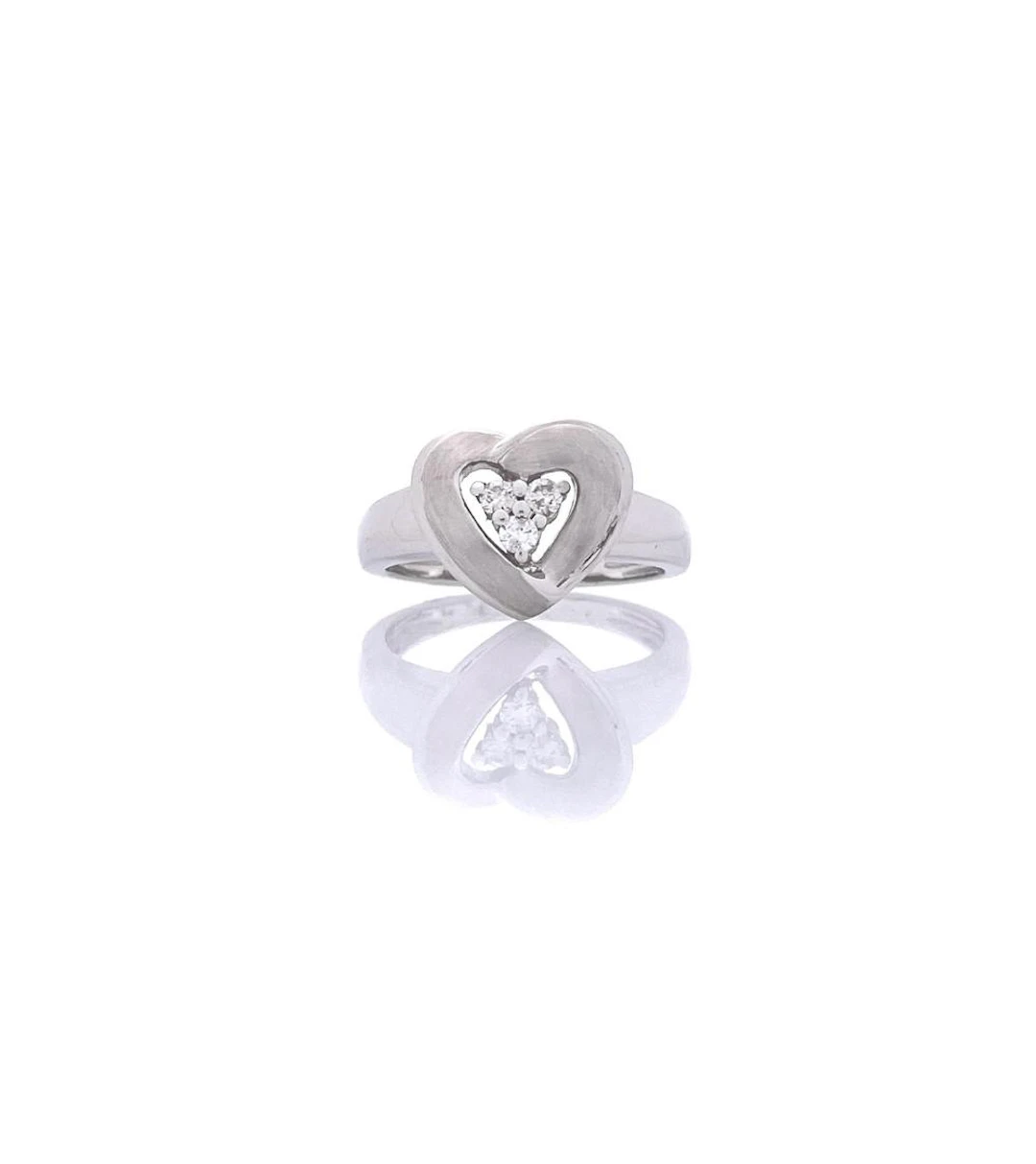14K WHITE GOLD .12CTTW DIAMOND HEART RING