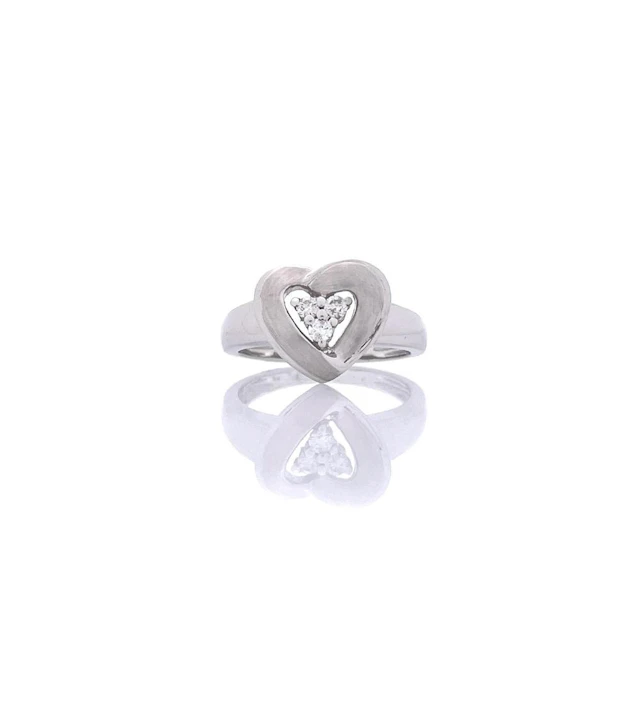 14K WHITE GOLD .12CTTW DIAMOND HEART RING