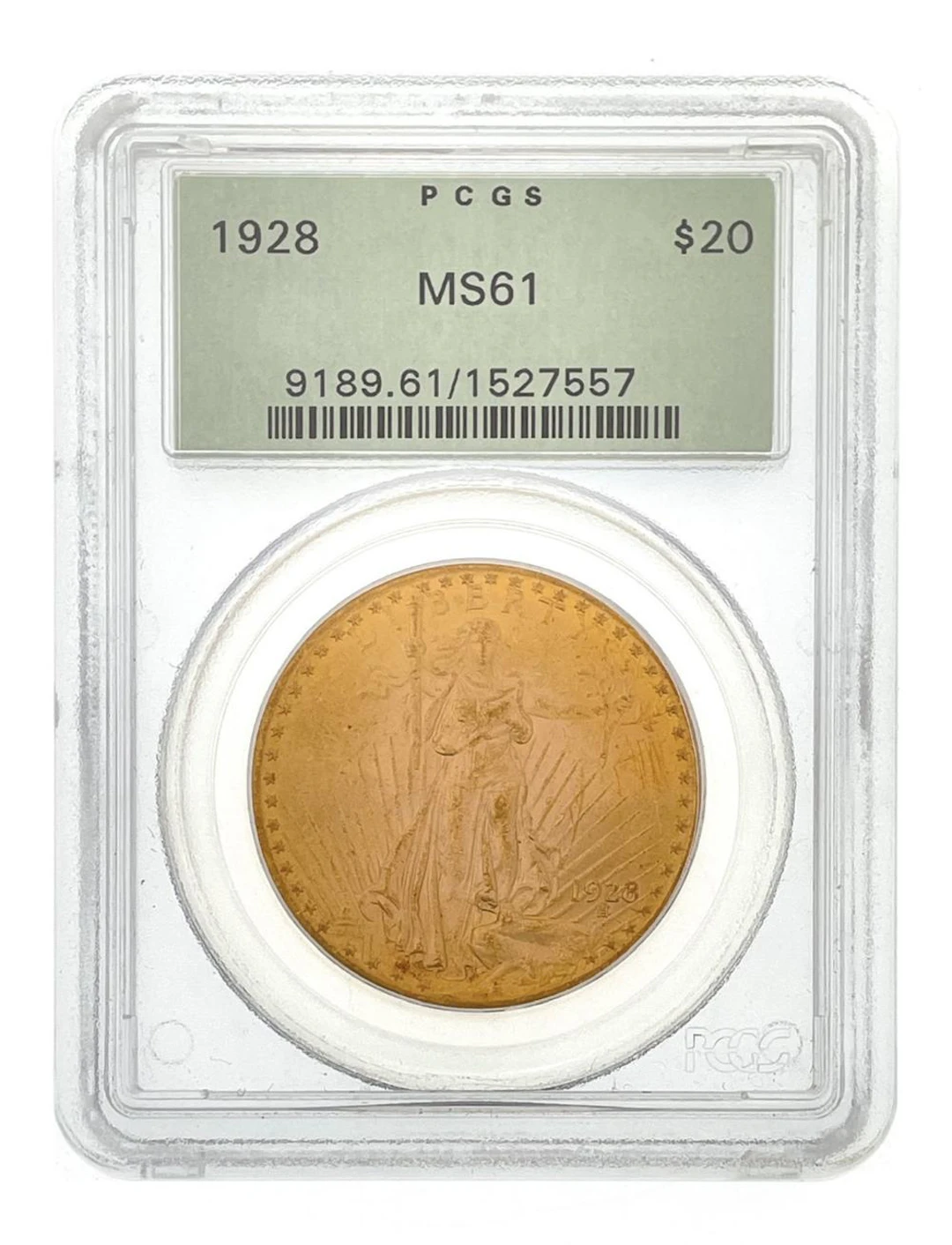 1928 $20 ST. GAUDENS GOLD DOUBLE EAGLE PCGS MS61