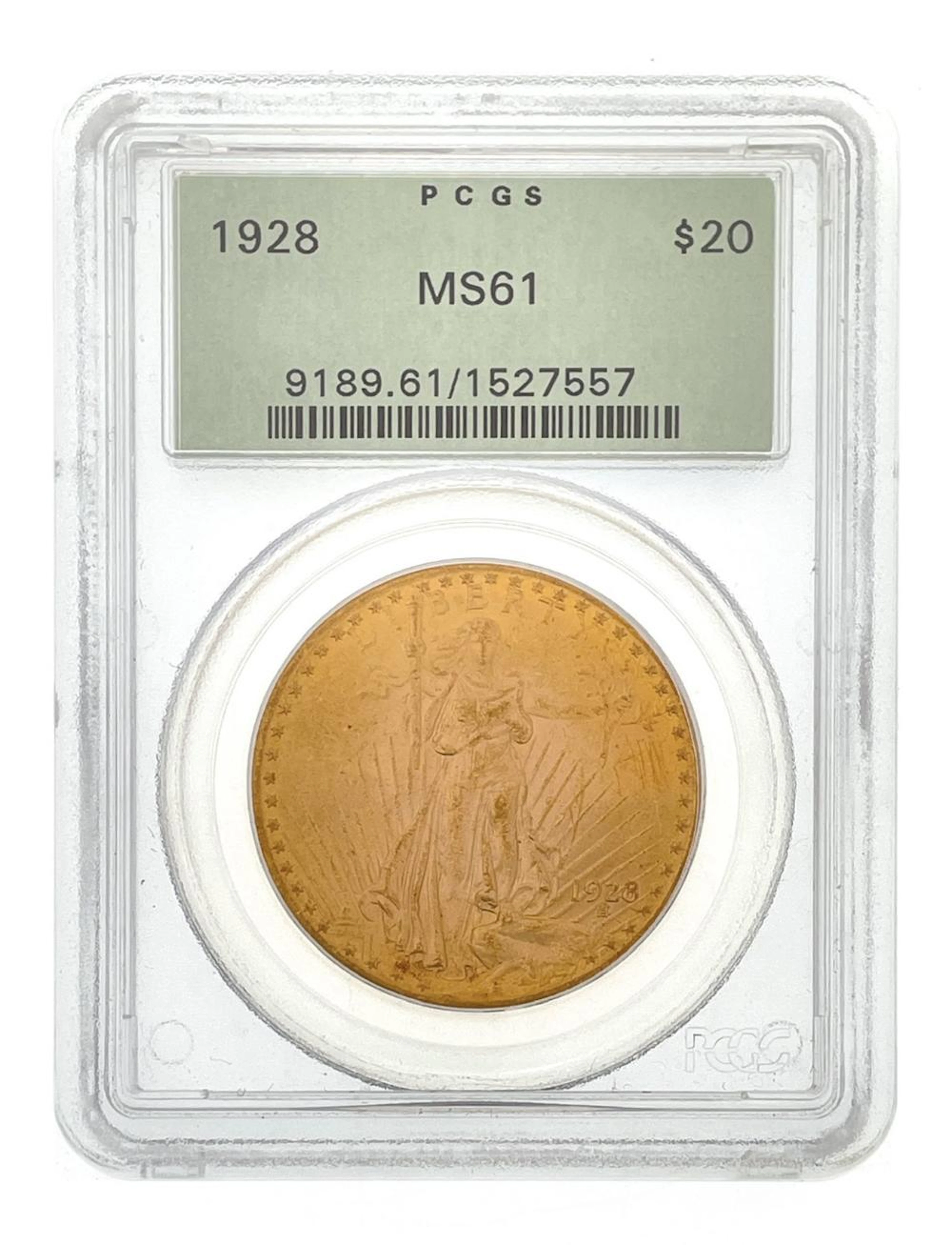 1928 $20 ST. GAUDENS GOLD DOUBLE EAGLE PCGS MS61