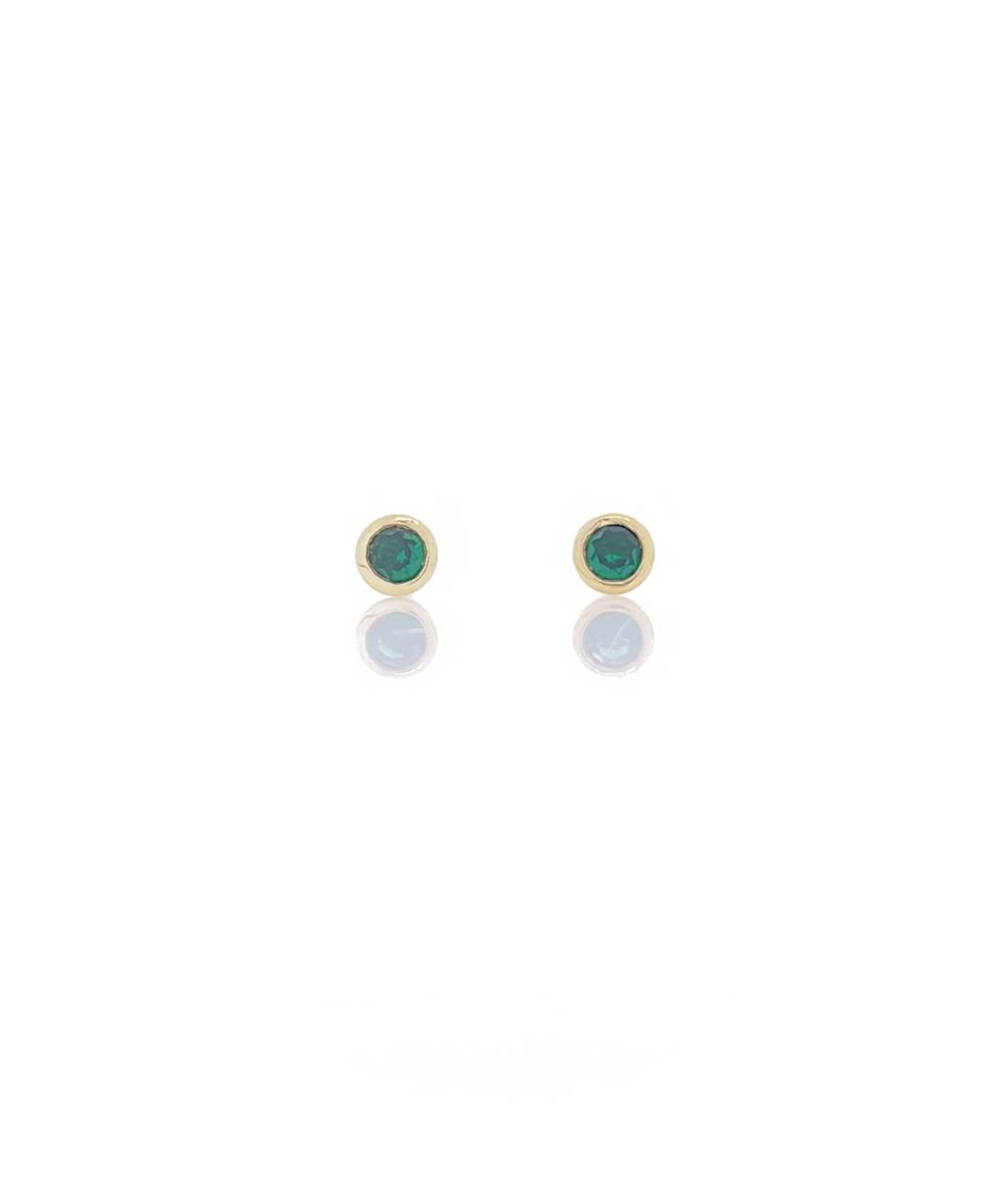 14K YELLOW GOLD .28CTTW LAB EMERALD STUD EARRINGS