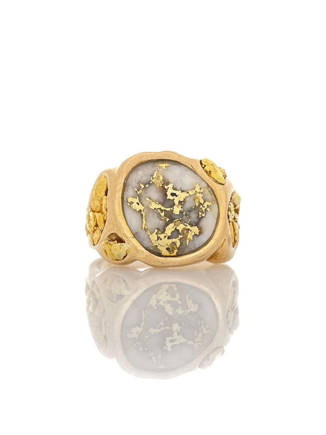 10K & 24K YELLOW GOLD ALASKAN GOLD QUARTZ RING