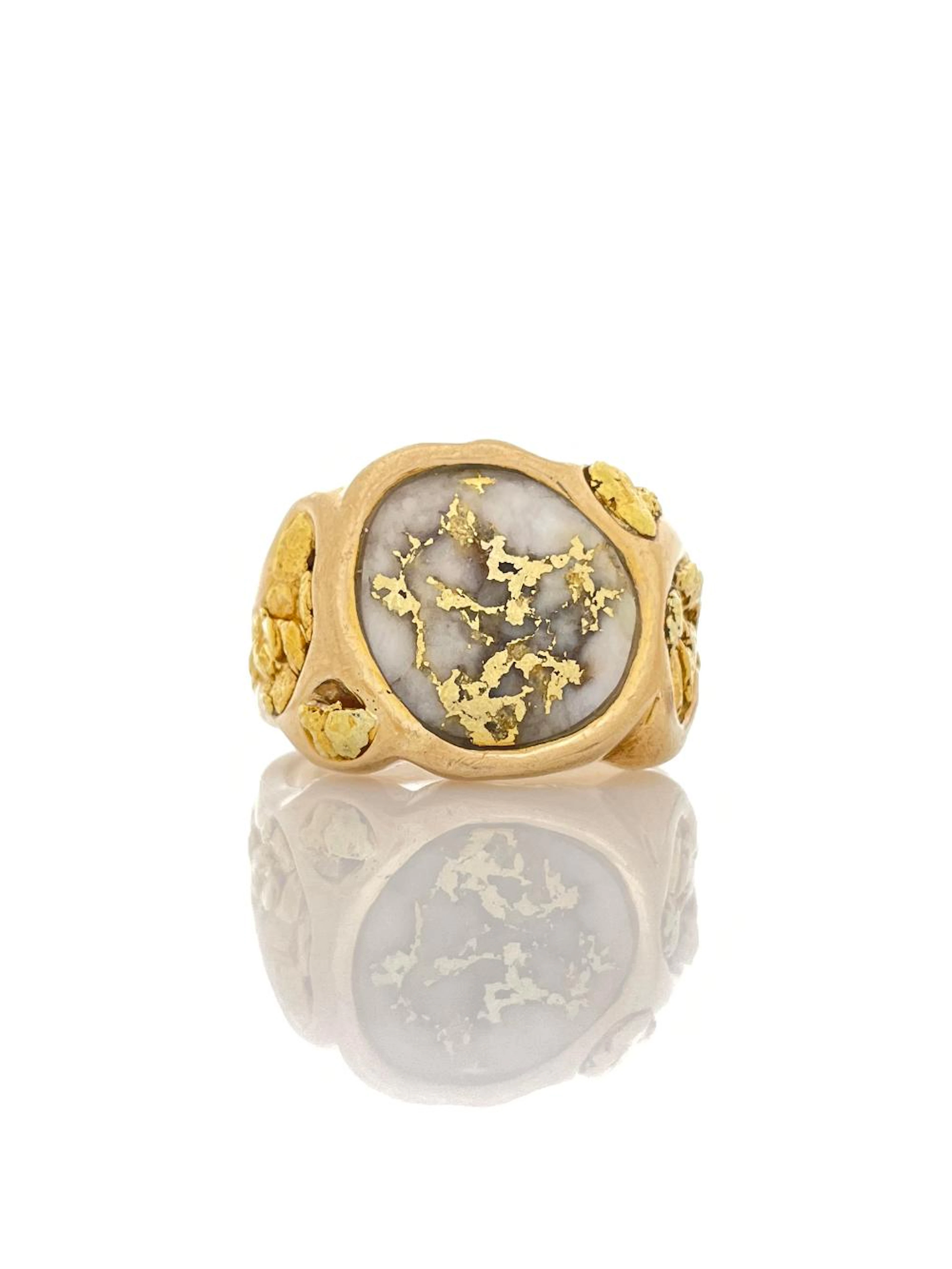 10K & 24K YELLOW GOLD ALASKAN GOLD QUARTZ RING