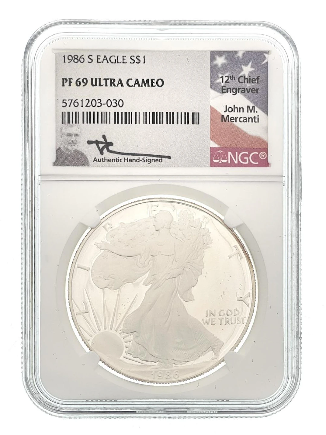 1986-S AMERICAN SILVER EAGLE NGC PF69 ULTRA CAMEO