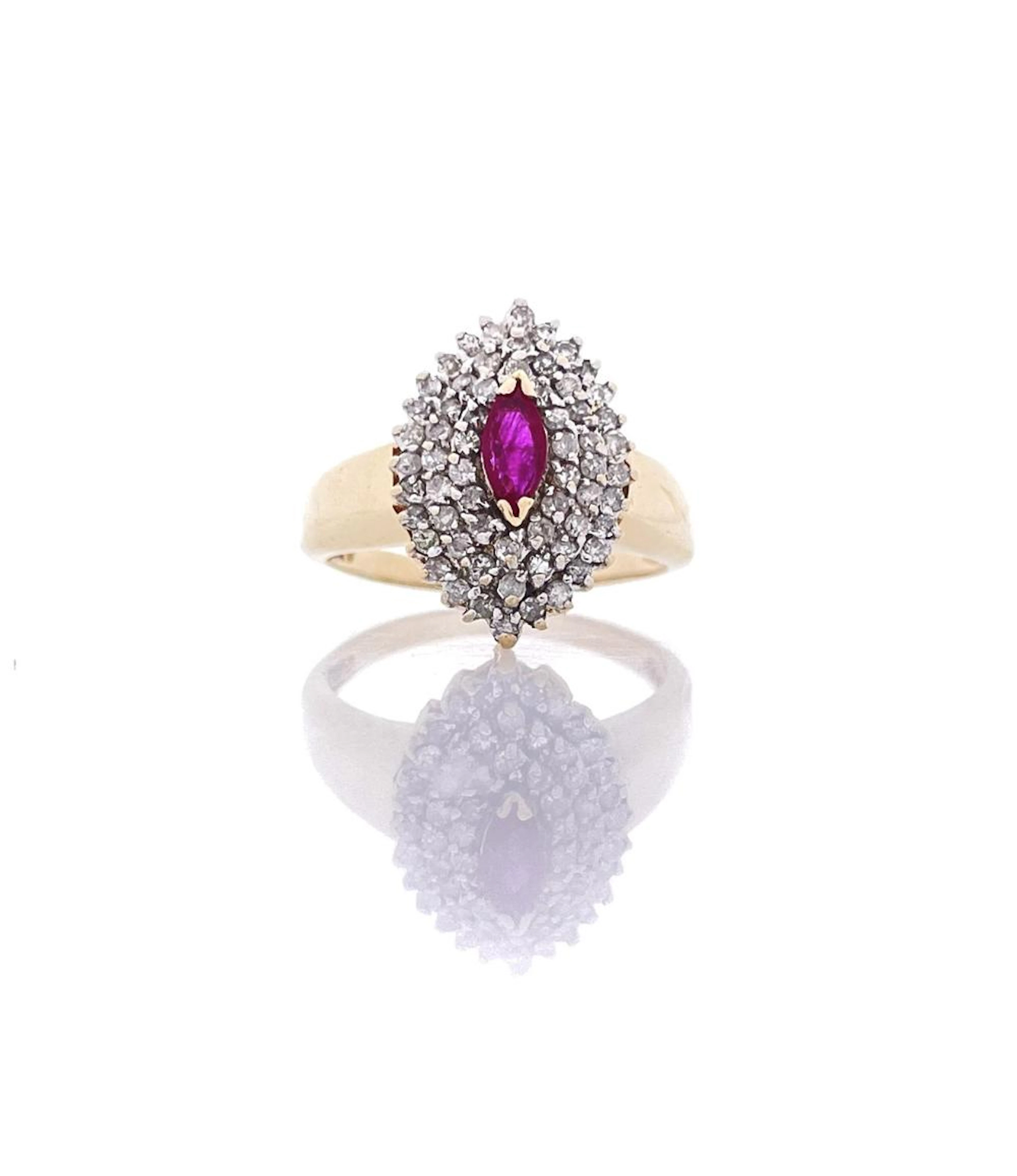10K YELLOW GOLD .64CTTW RUBY & DIAMOND RING