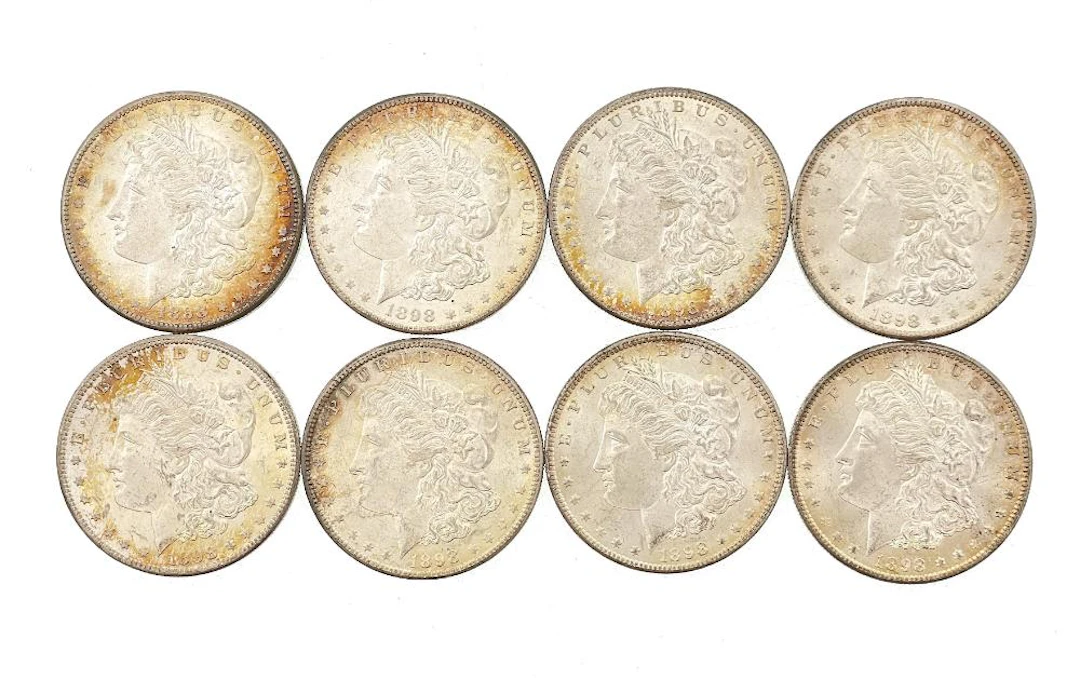 LOT OF 8 1898-O MORGAN SILVER DOLLARS