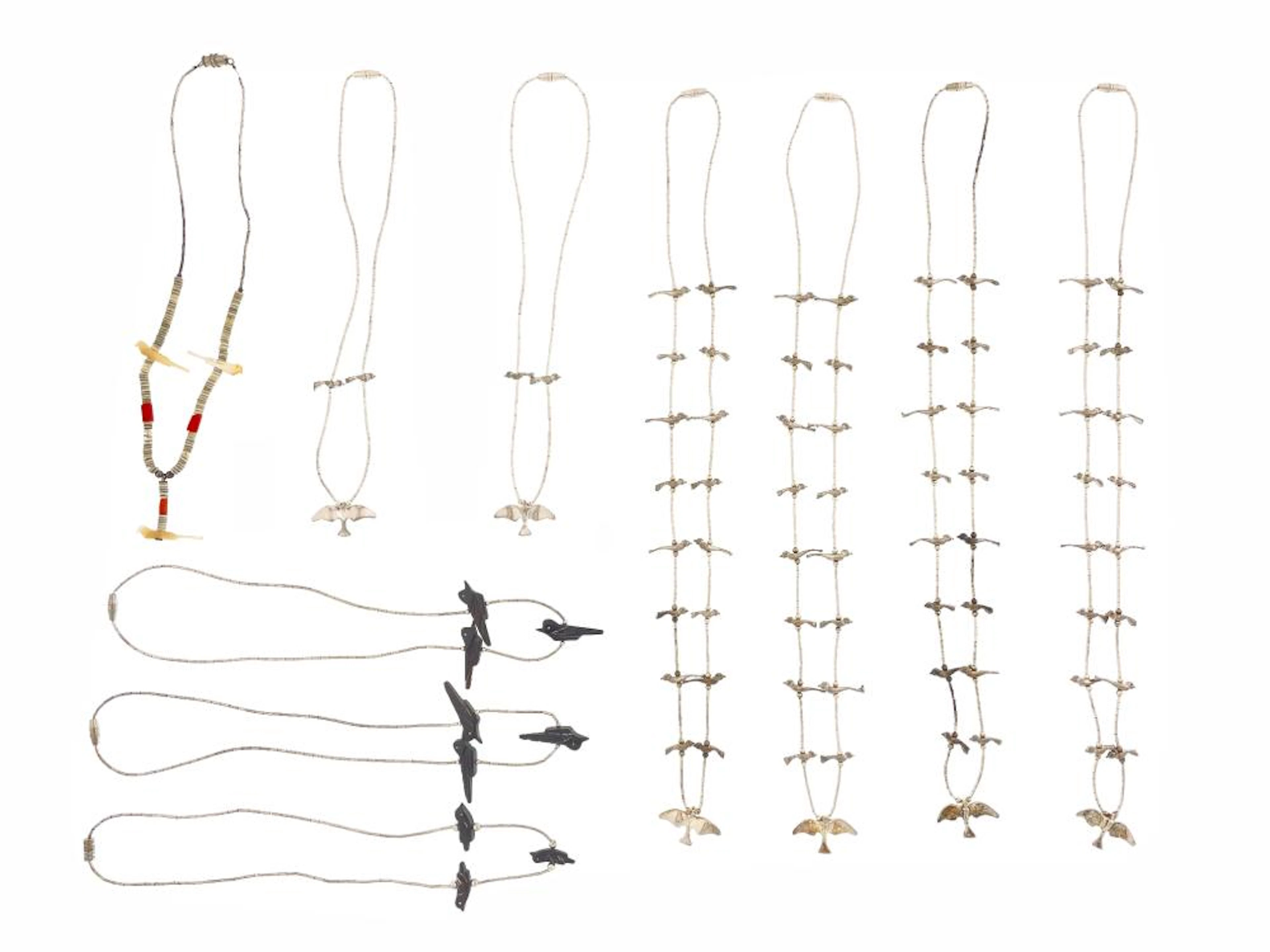 LOT OF 10 ASSORTED SOUTHWESTERN STERLING SILVER FETISH NECKLACES