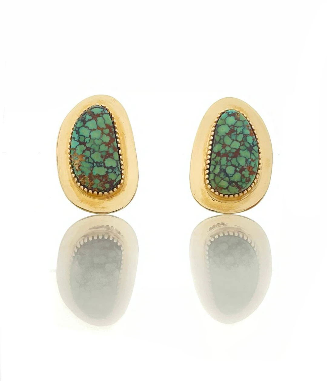 TOMMY JACKSON 14K YELLOW GOLD TURQUOISE EARRINGS