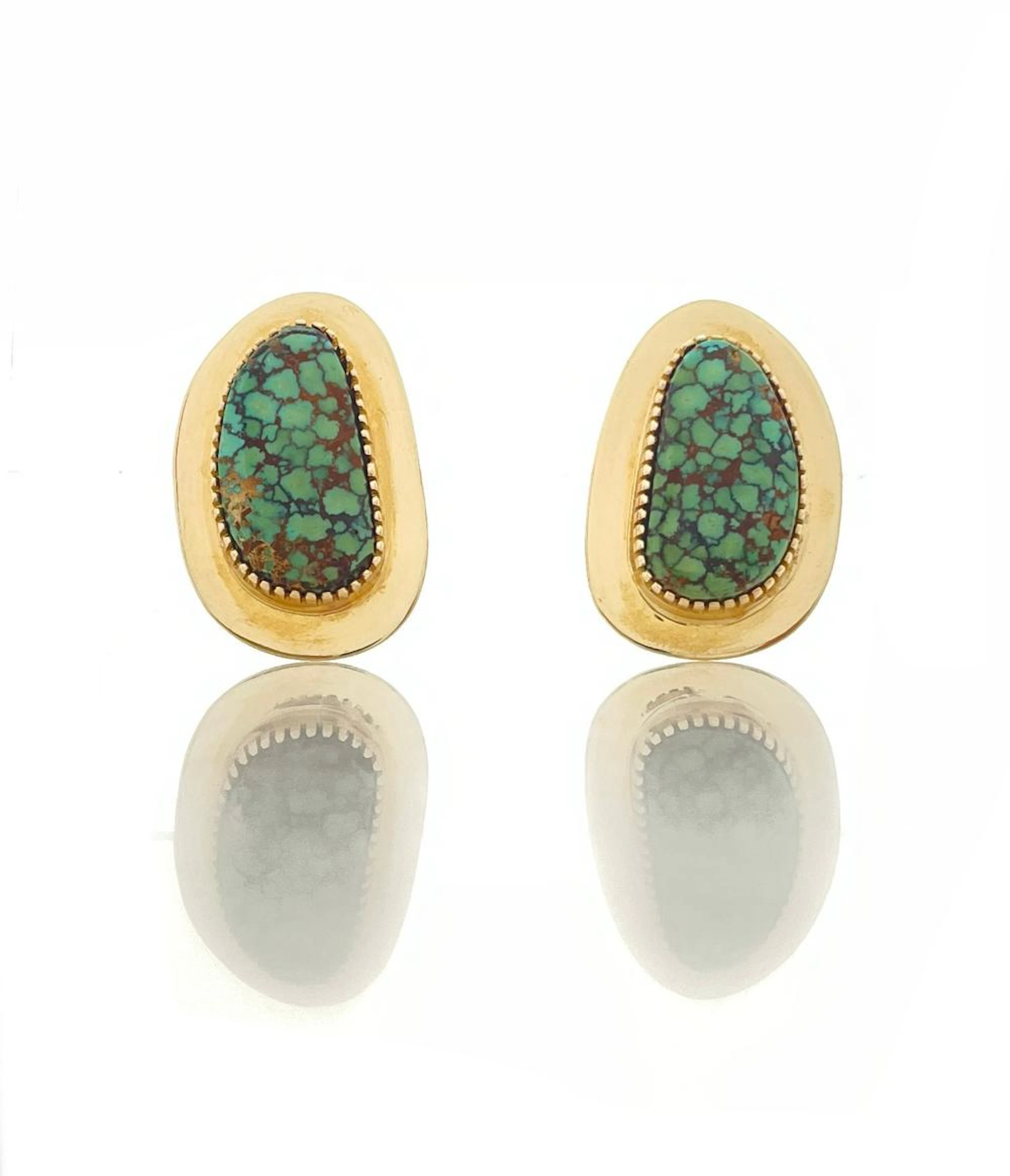 TOMMY JACKSON 14K YELLOW GOLD TURQUOISE EARRINGS