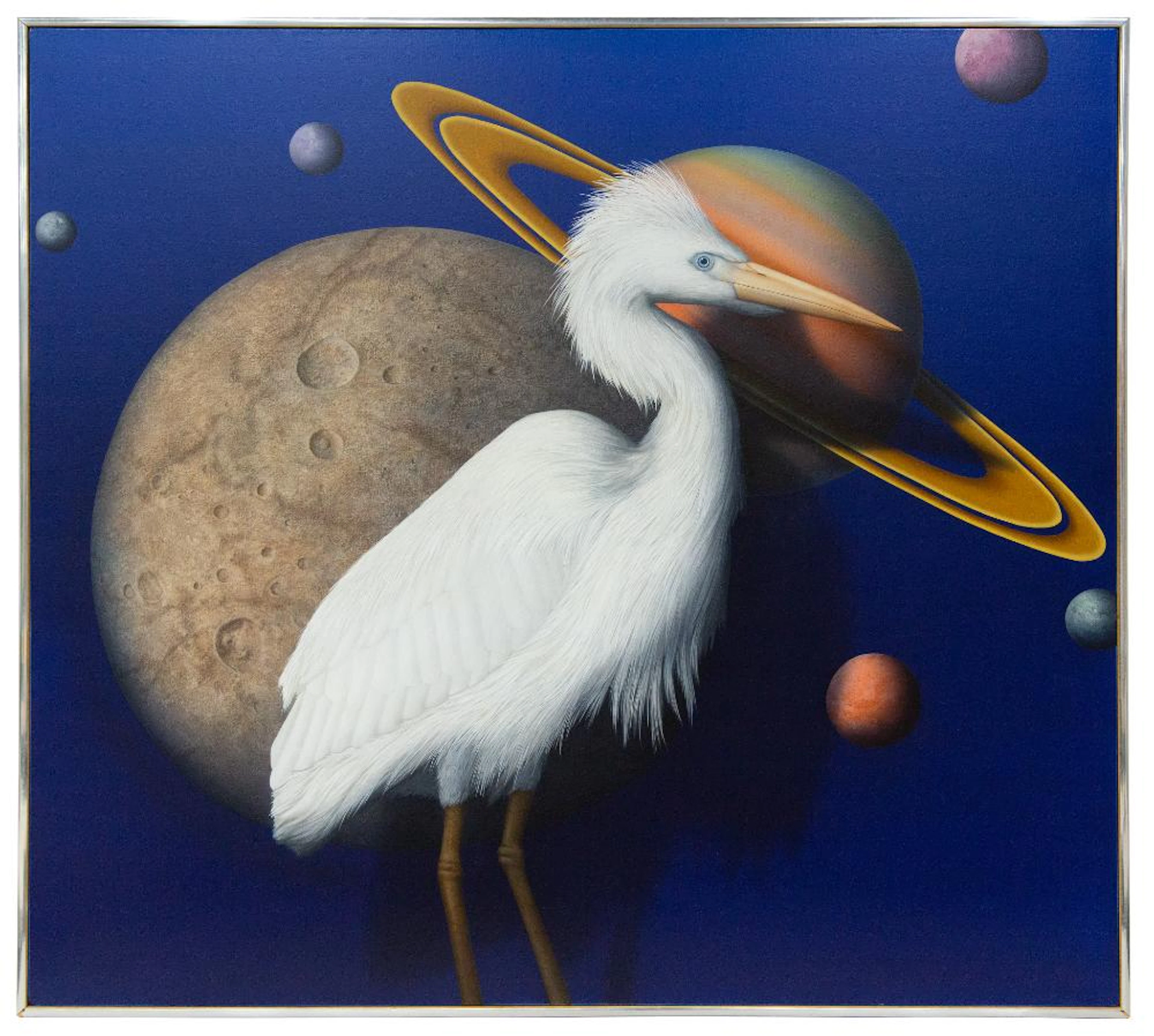 TOM PALMORE "CRANE BEFORE PLANETS" OIL ON CANVAS