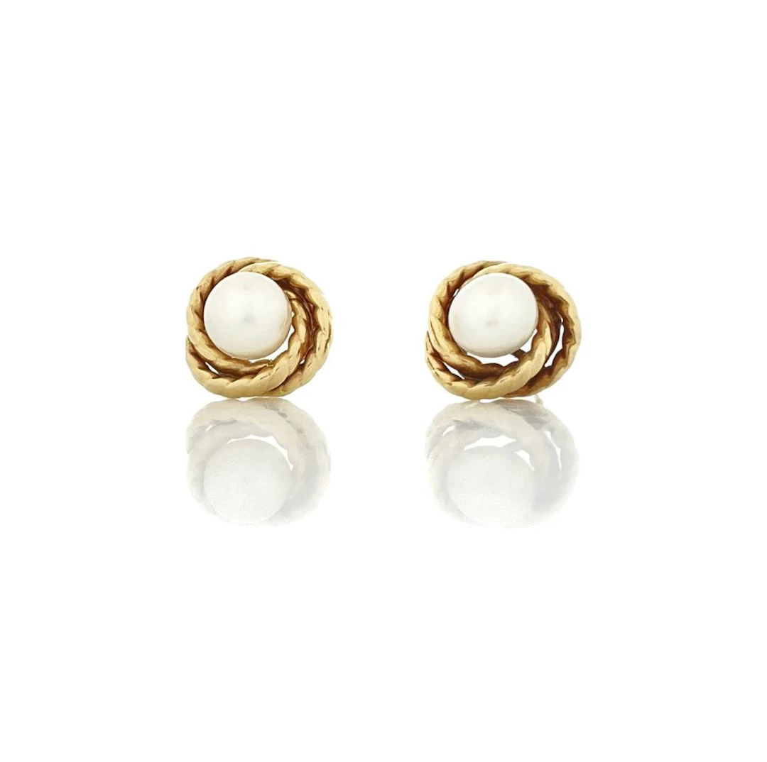 14K YELLOW GOLD PEARL EARRINGS
