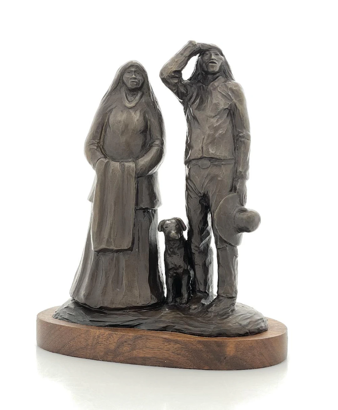 ALLAN HOUSER APACHE COUPLE, 1987 BRONZE SCULPTURE