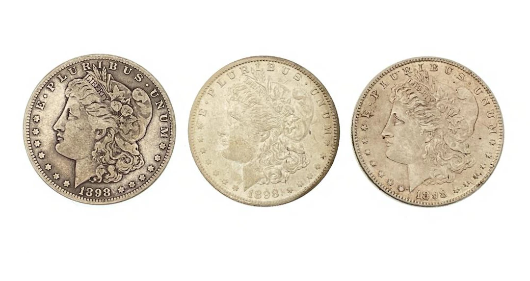 LOT OF 3 1898-P-O-S MORGAN SILVER DOLLARS