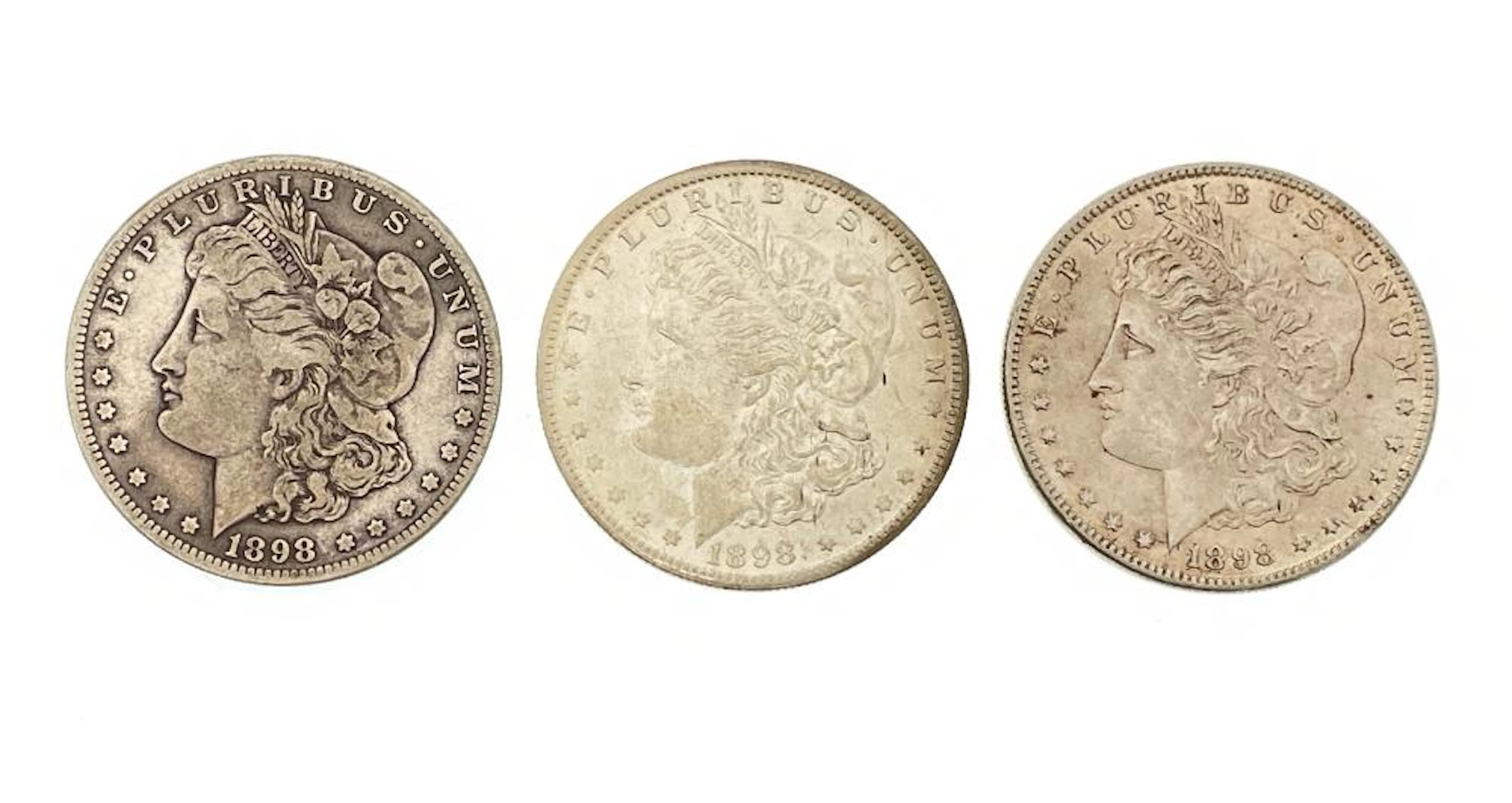 LOT OF 3 1898-P-O-S MORGAN SILVER DOLLARS
