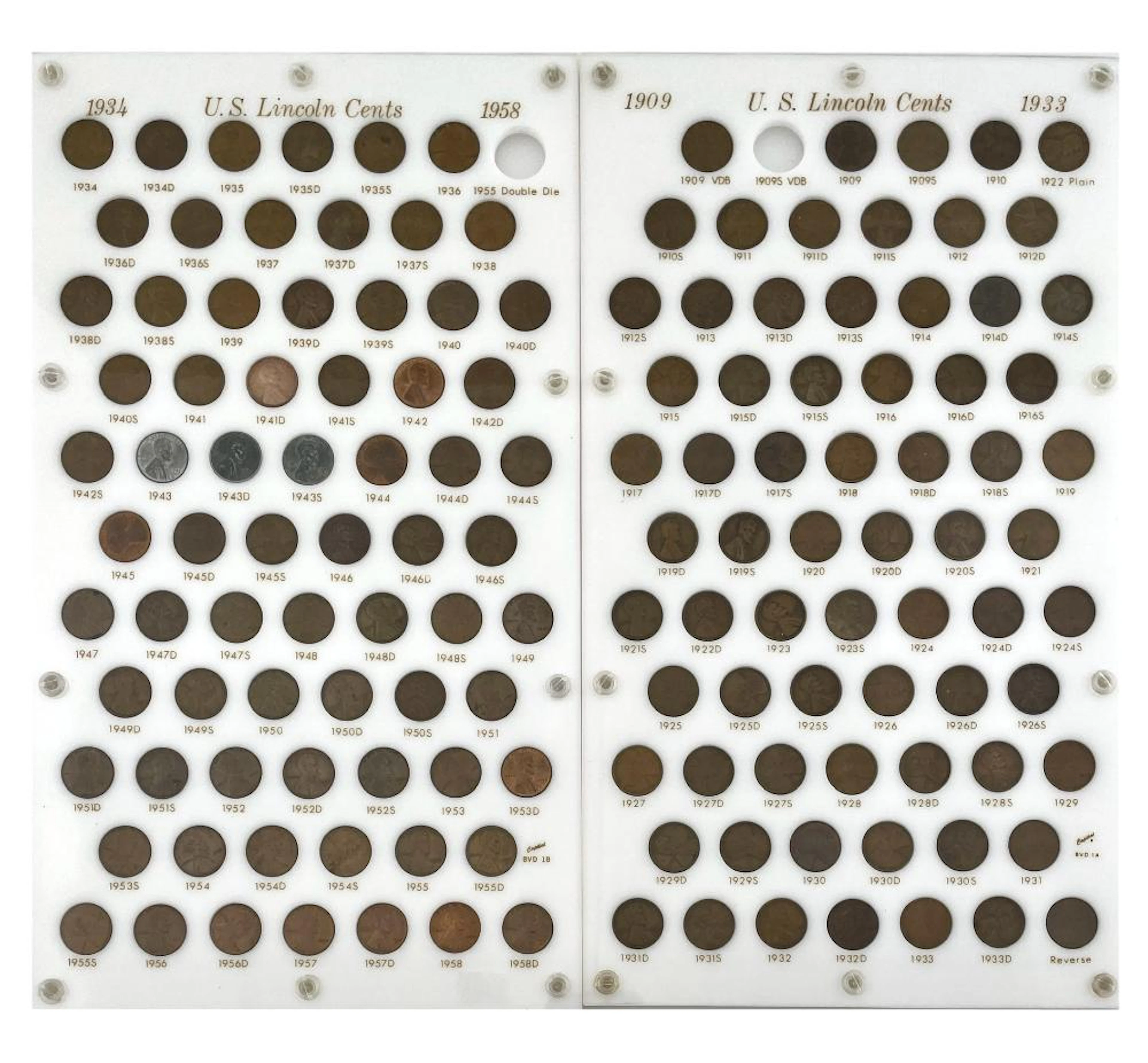 1909-1958 LINCOLN WHEAT CENT COMPLETE DATE & MINT COLLECTION