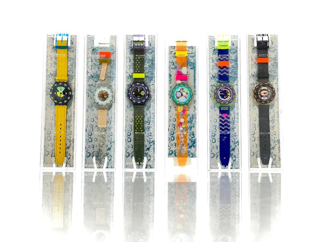 LOT OF 6 ASSORTED SWATCH SCUBA WATCHES