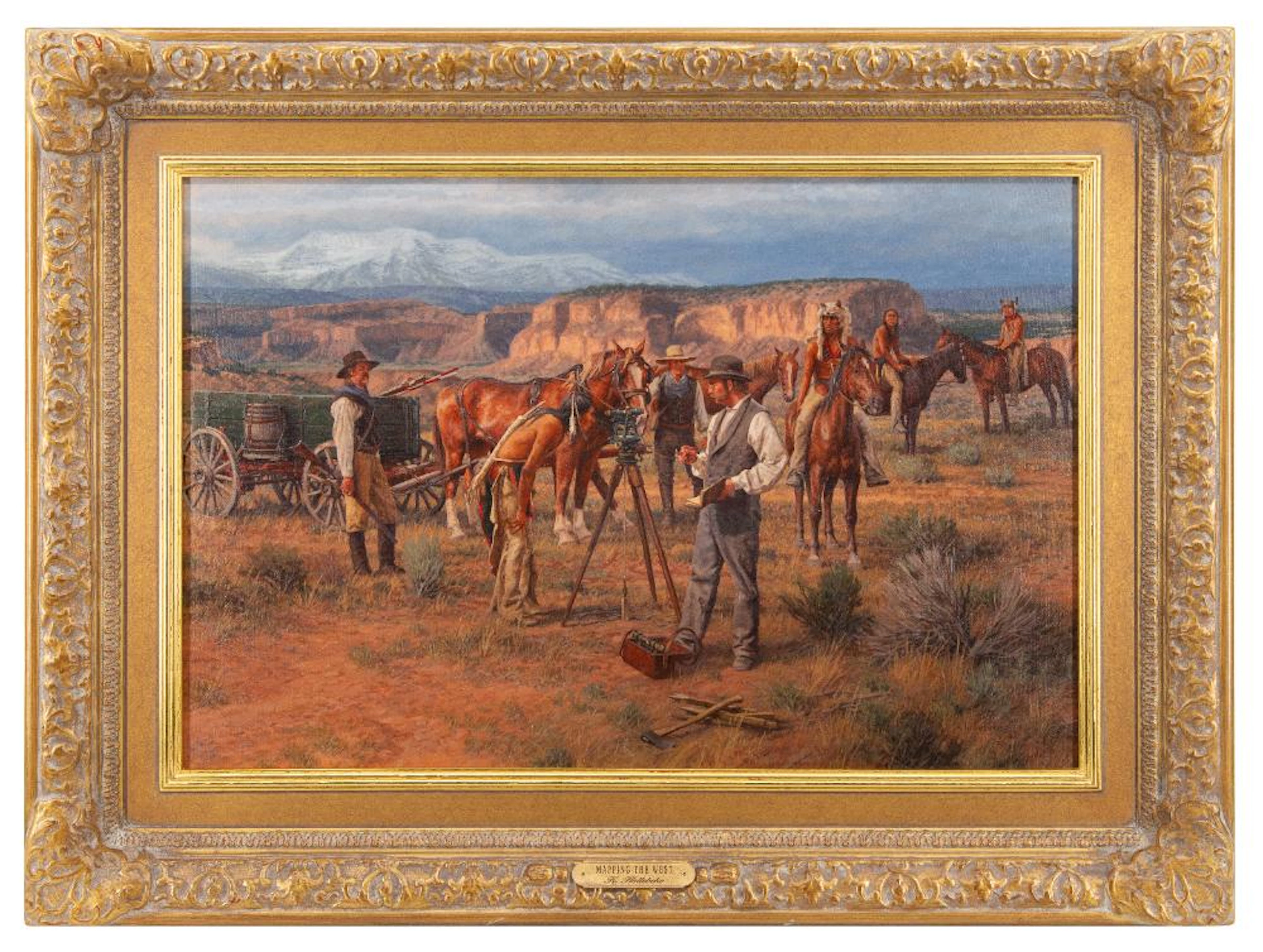 KARIN HOLLEBEKE "MAPPING THE WEST" OIL ON CANVAS