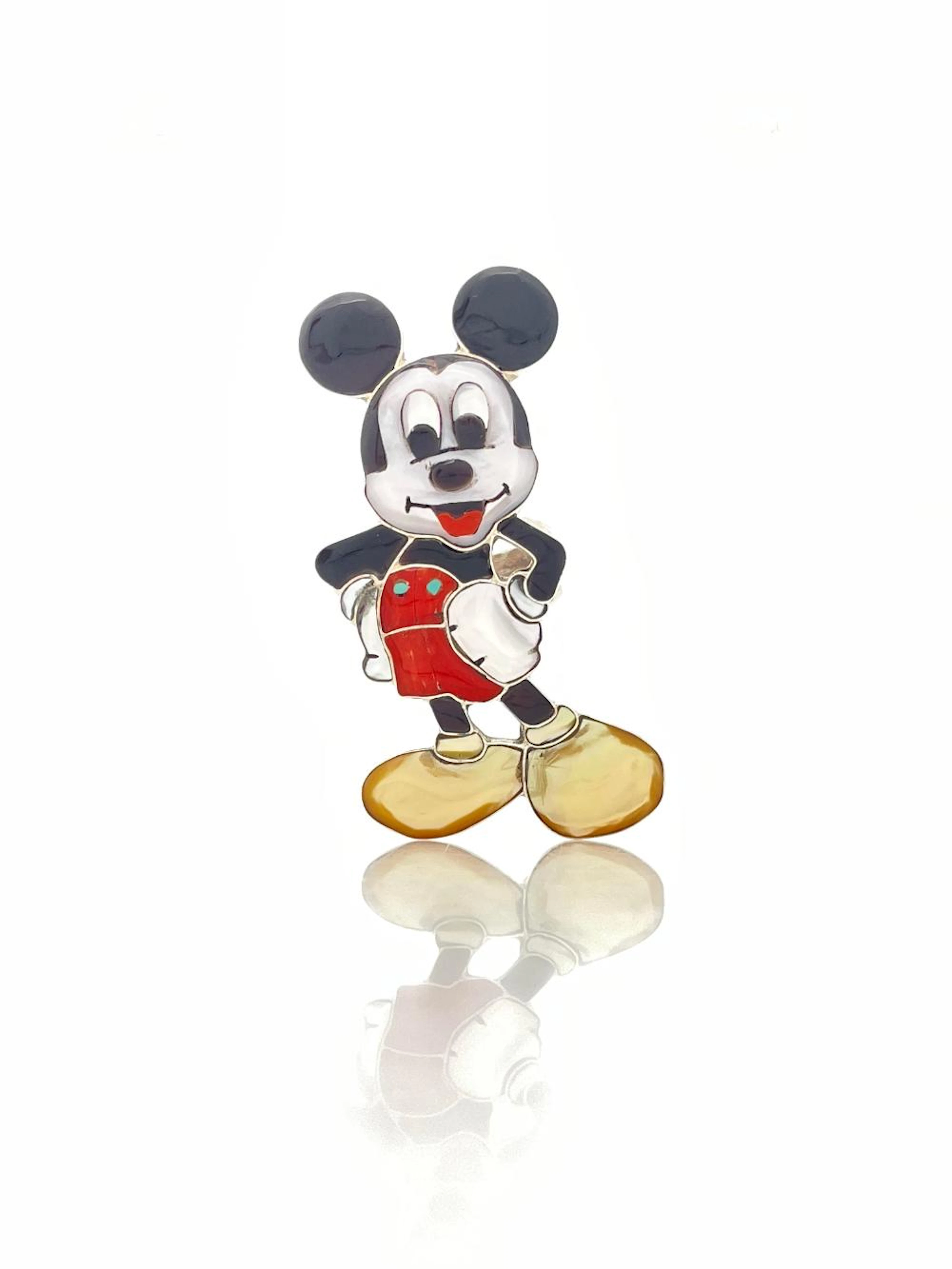 DON DEWA ZUNI STERLING SILVER INLAY MICKEY MOUSE RING