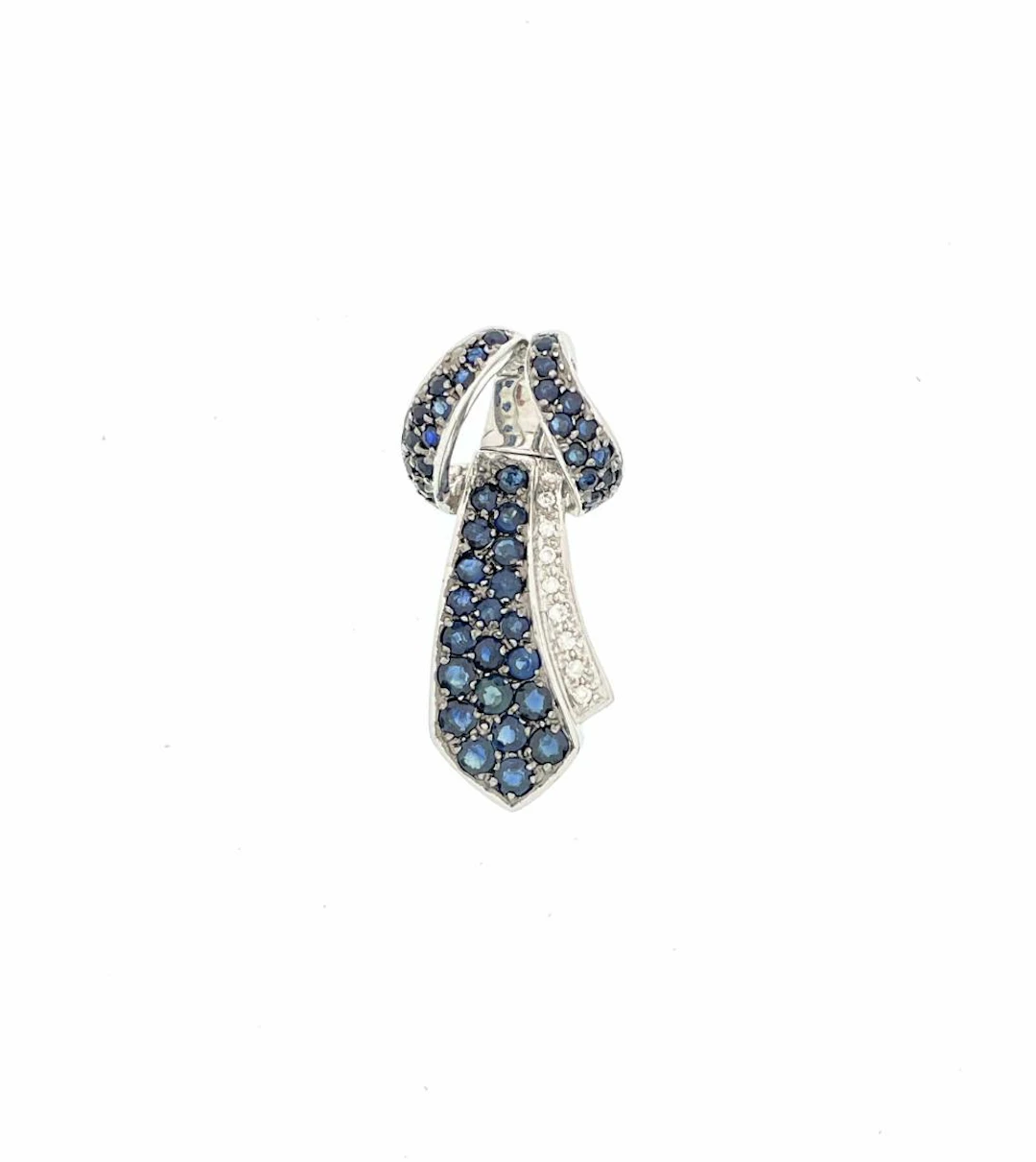 14K WHITE GOLD 1.90CTTW SAPPHIRE & DIAMOND PENDANT