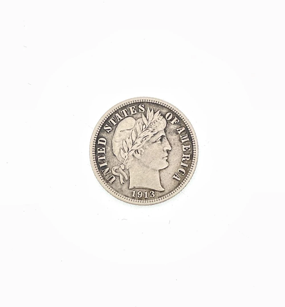 1913-S BARBER HEAD SILVER DIME AU