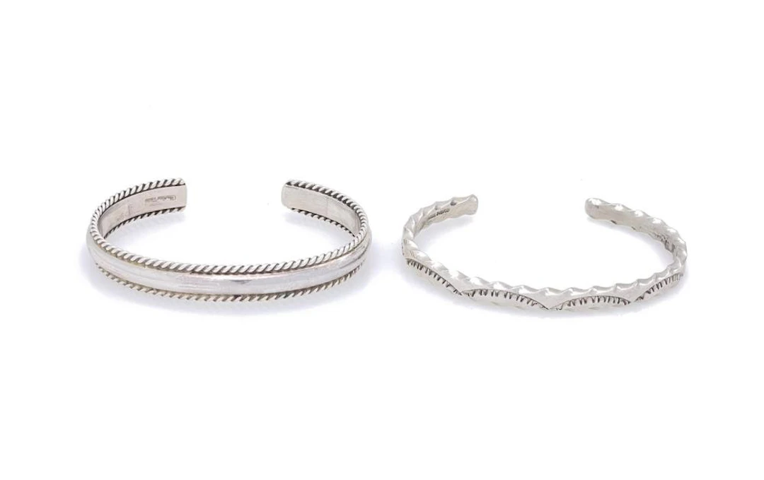 LOT OF 2 TAHE NAVAJO STERLING SILVER CUFFS