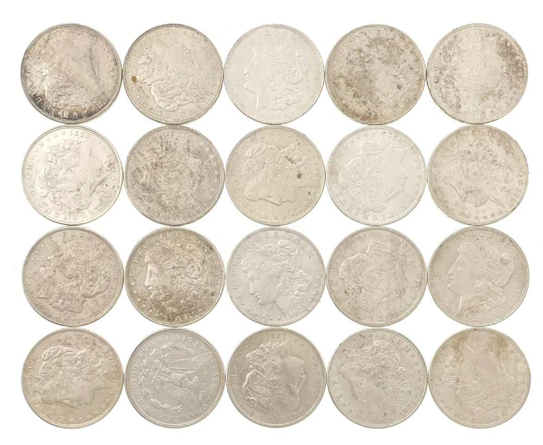 LOT OF 20 1921 MORGAN SILVER DOLLARS UNC