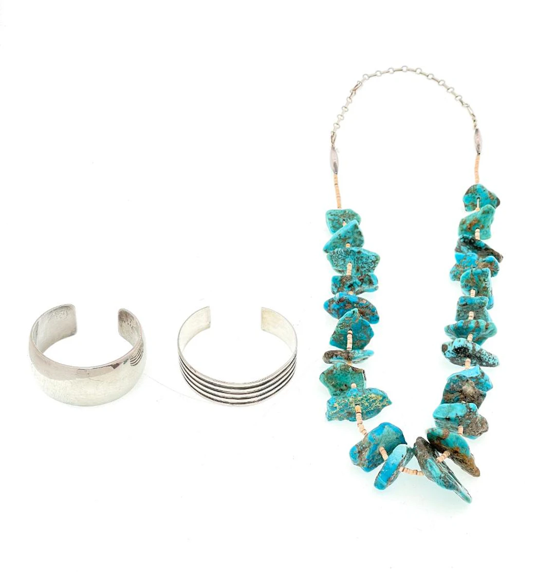 LOT OF 3 NATIVE AMERICAN & SOUTHWESTERN STERLING SILVER TURQUOISE