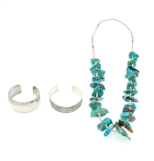 LOT OF 3 NATIVE AMERICAN & SOUTHWESTERN STERLING SILVER TURQUOISE