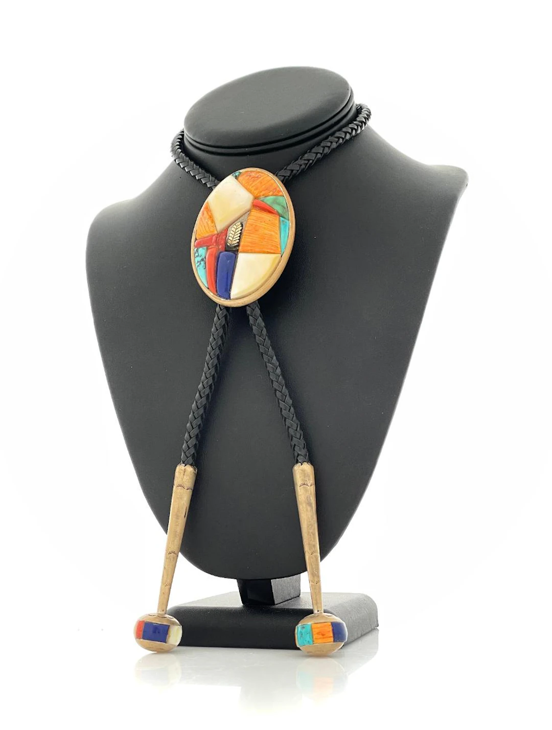 ANDREW ALVAREZ STERLING SILVER MULTI STONE BOLO TIE