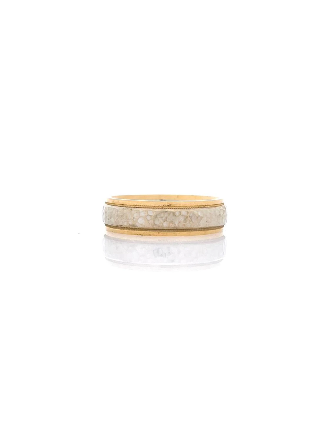 ARTCARVED 14K TWO-TONE (YELLOW/WHITE) GOLD HAMMERED WEDDING BAND