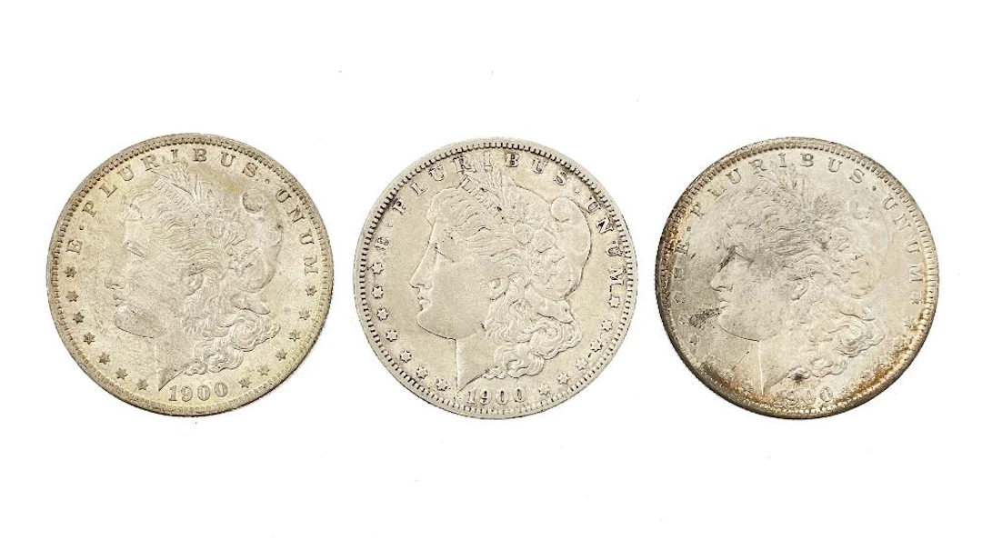 LOT OF 3 1900-P-O-S MORGAN SILVER DOLLARS