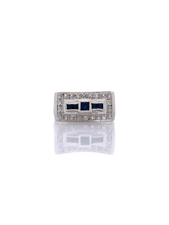 18K WHITE GOLD .50CTTW SAPPHIRE & DIAMOND RING