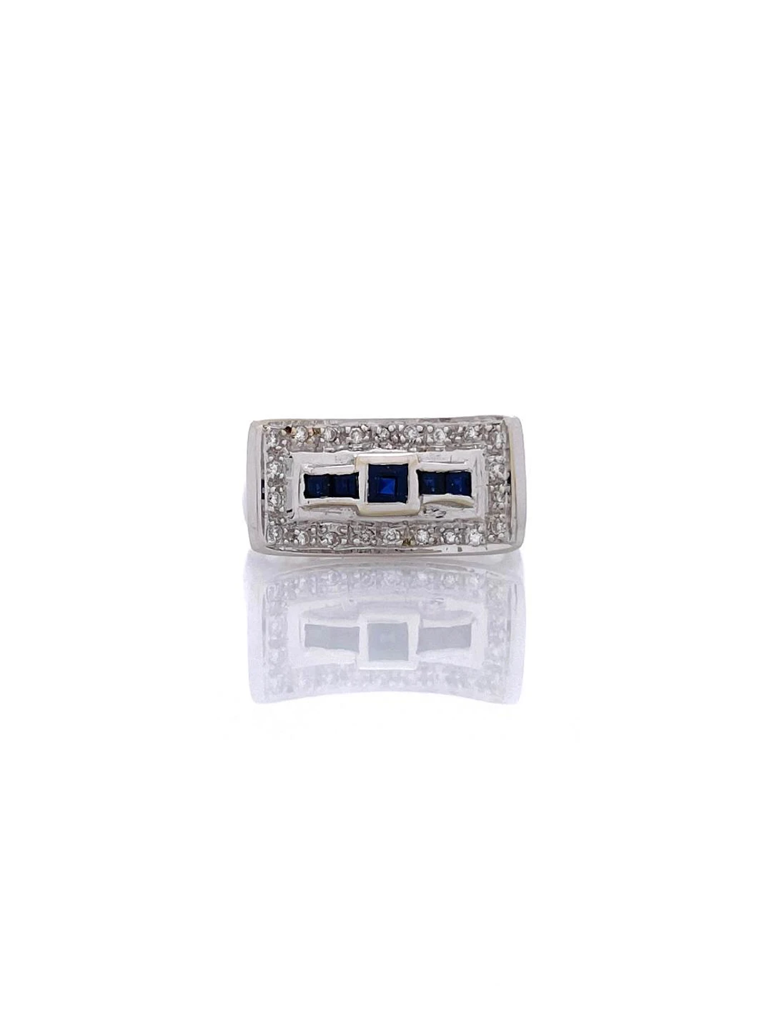 18K WHITE GOLD .50CTTW SAPPHIRE & DIAMOND RING
